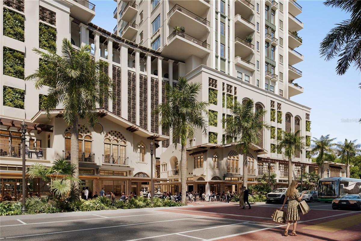 Spanning early 400 feet of frontage on South Palm Avenue, Mira Mar will create an exceptional pedestrian experience with curated retail and boutique s
