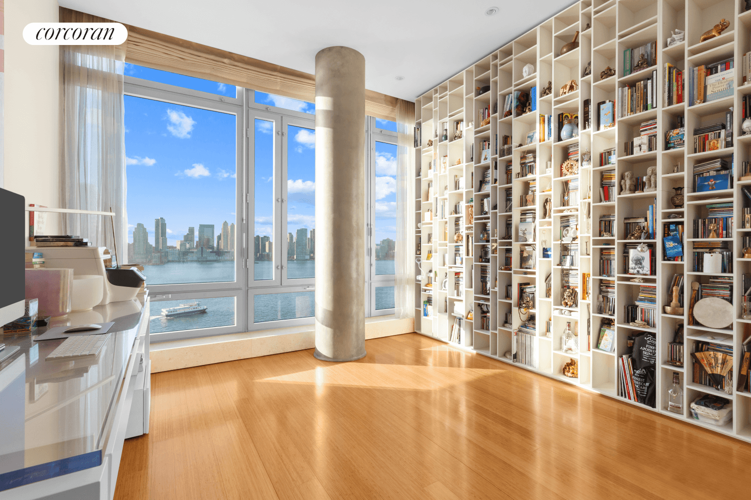 Located at 2 River Terrace, this high floor, loft like 3 BR 3 BA designer condo encompasses sweeping Hudson River and iconic Manhattan views of One World Trade, Statue of ...