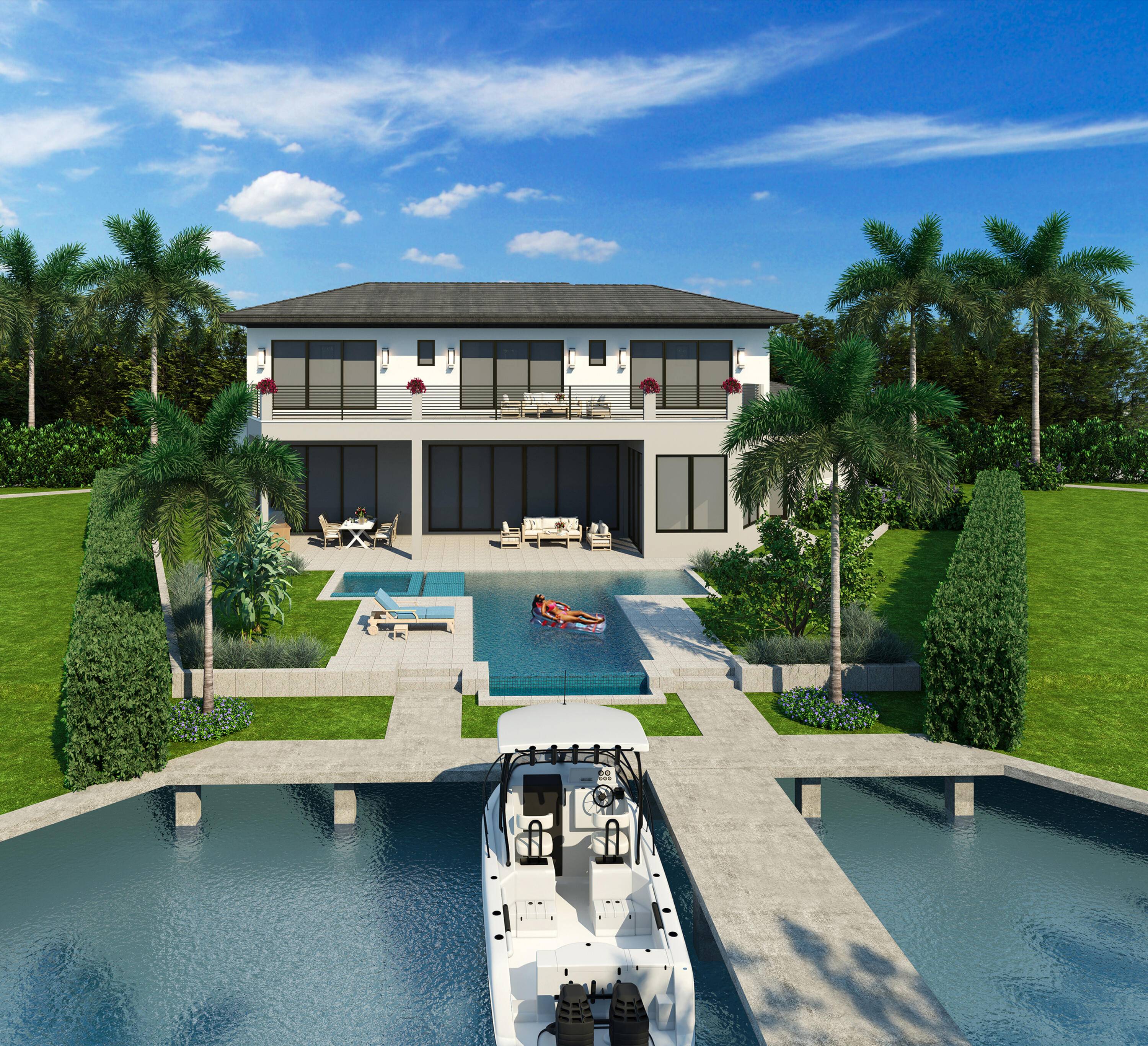 Bring your yacht and stroll to the beach, immersing yourself in the epitome of luxury at this exquisite New Construction waterfront residence.