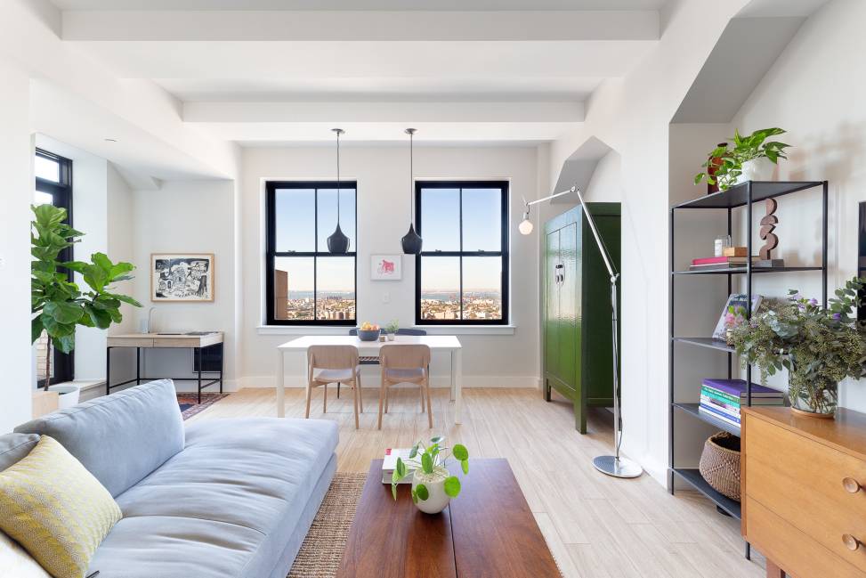 Rarified air ! A fantastic high floor one bedroom with a cozy private terrace in one of the most iconic landmark buildings in New York One Hanson Place.