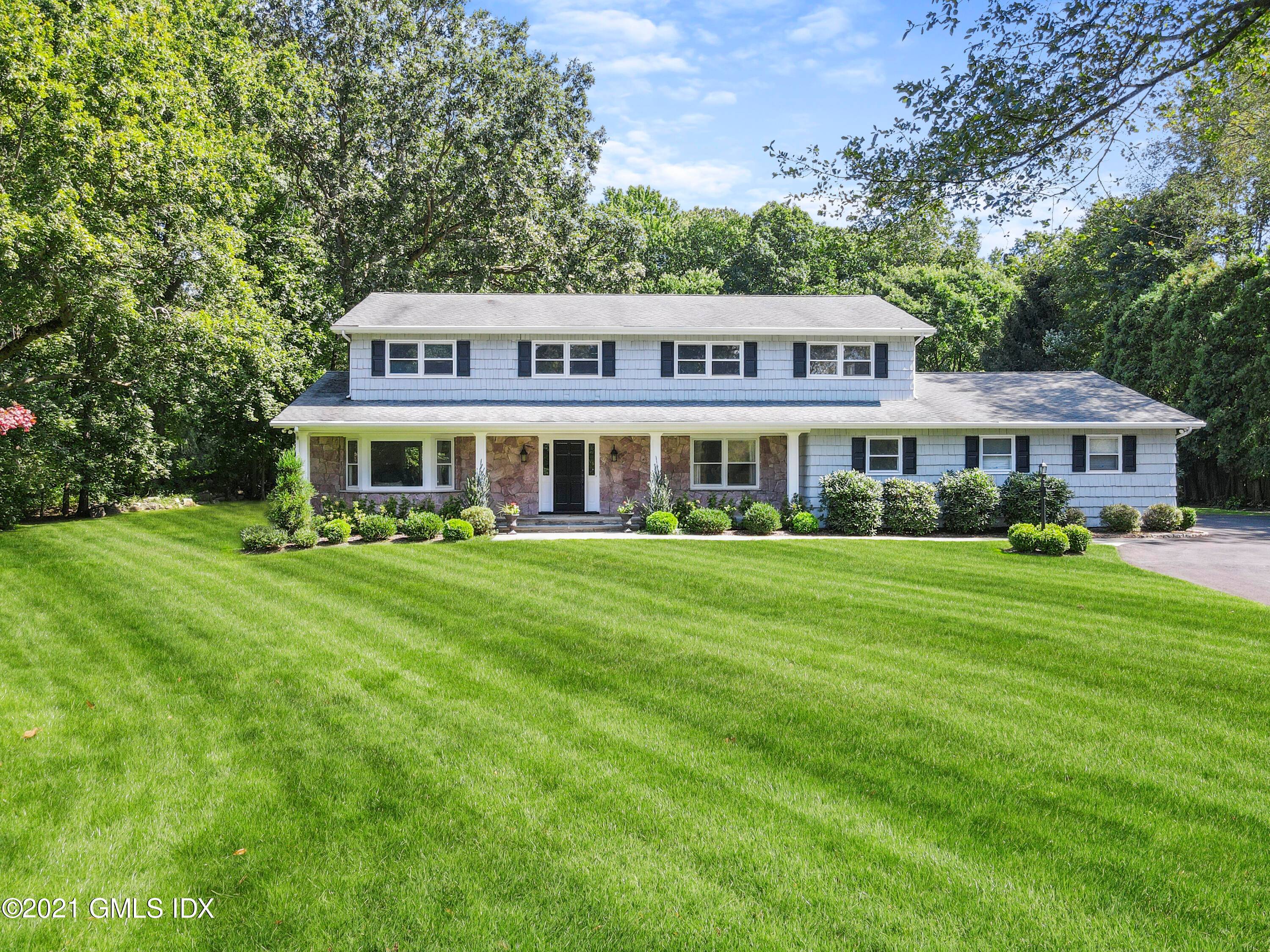 Private and peaceful 2. 39 acres offers gracious five bedroom Colonial with sparkling gunite pool, built in Viking bbq on expansive bluestone terrace, front porch and large level play yard ...