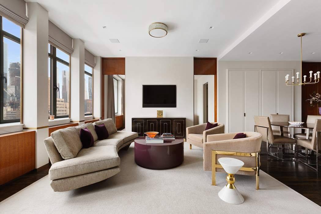 Mint condition, high floor, fully furnished rental, with two bedrooms and two baths, imagined by a renowned designer the apartment has an open floor plan, 12' ceilings, incredible city views.