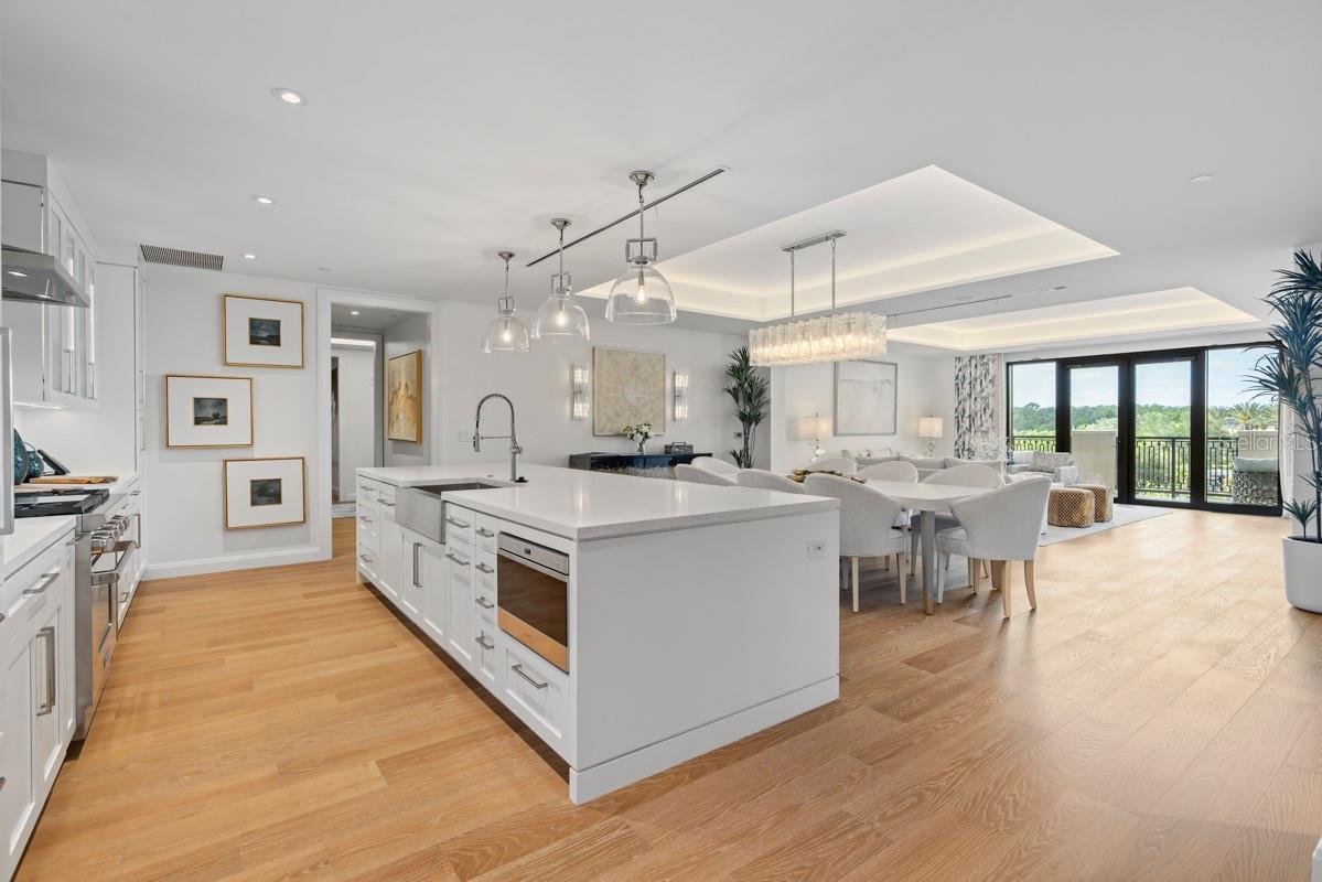 Custom frameless contemporary wood cabinetry with full-extension drawer glides, soft-close drawer and doors, complemented by under-cabinet lighting.
