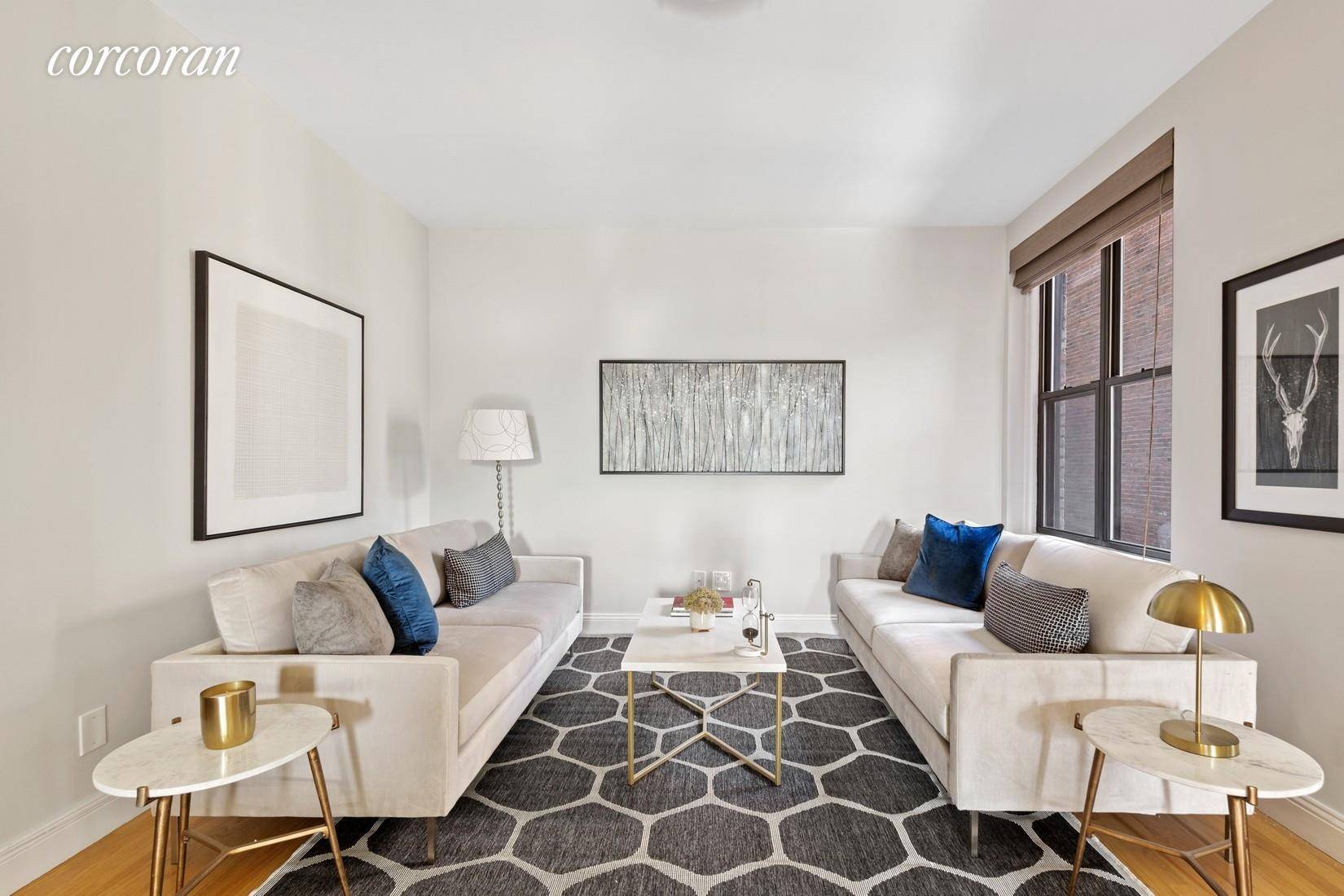 Overlooking the quintessential brownstones of Joralemon Street and the lovely gardens below, this recently renovated two bedroom home is bright, quiet and serene, without an ounce of wasted space.