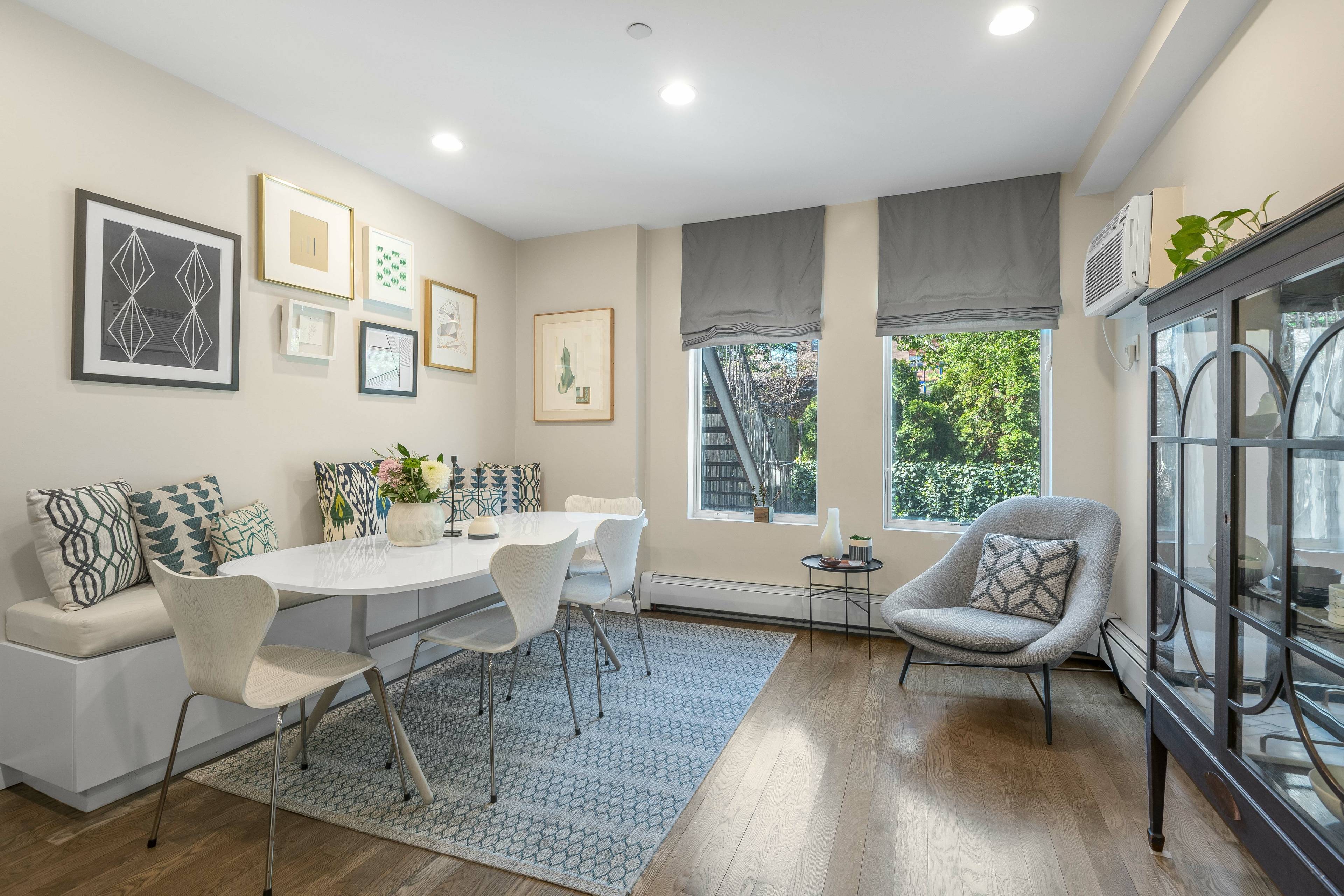 This rarely available picturesque Park Slope two bedroom 1, 166 SF duplex condominium with a serene 400 SF private south facing patio and garden has been meticulously maintained and improved ...