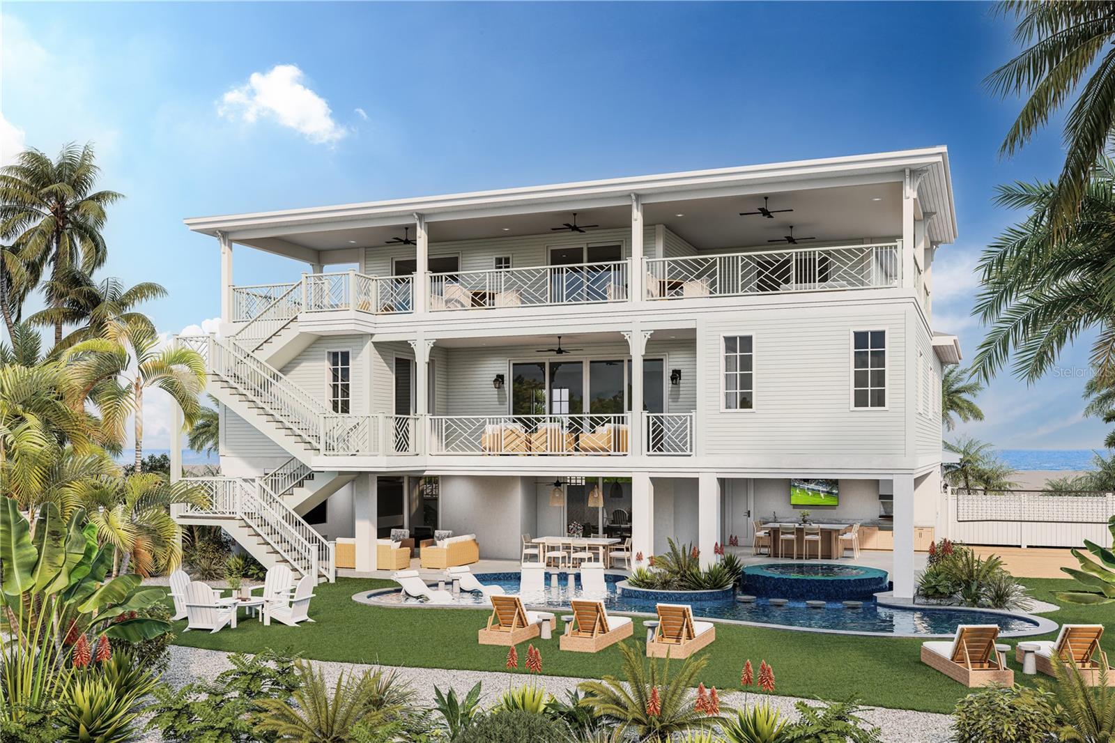 More than 3,000 square feet of covered outdoor living, plus a covered spa and private volleyball court