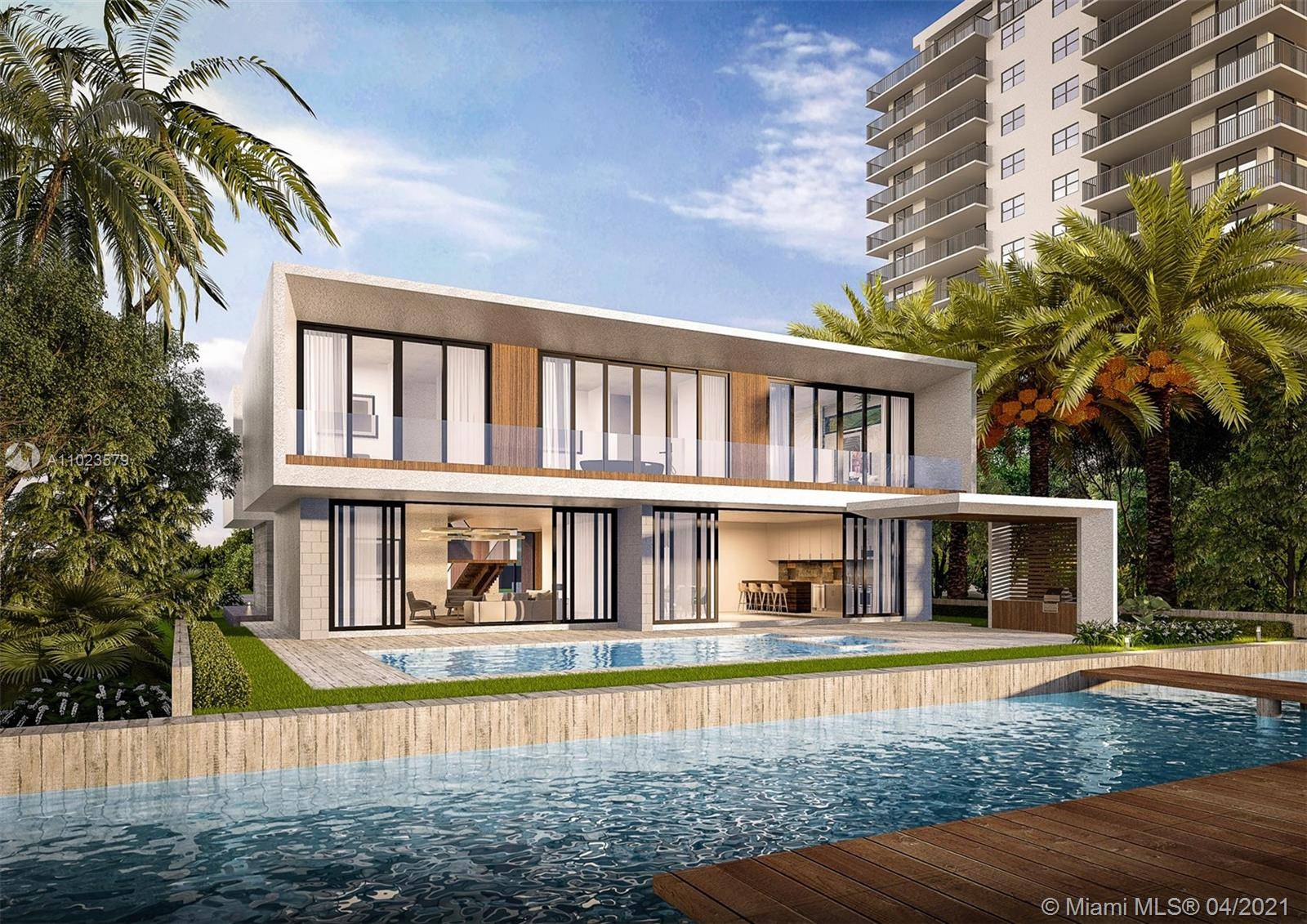 Venetian Islands brand new waterfront with striking contemporary architecture offering 75 feet of wide bayfront and stunning water and Miami Skyline views !
