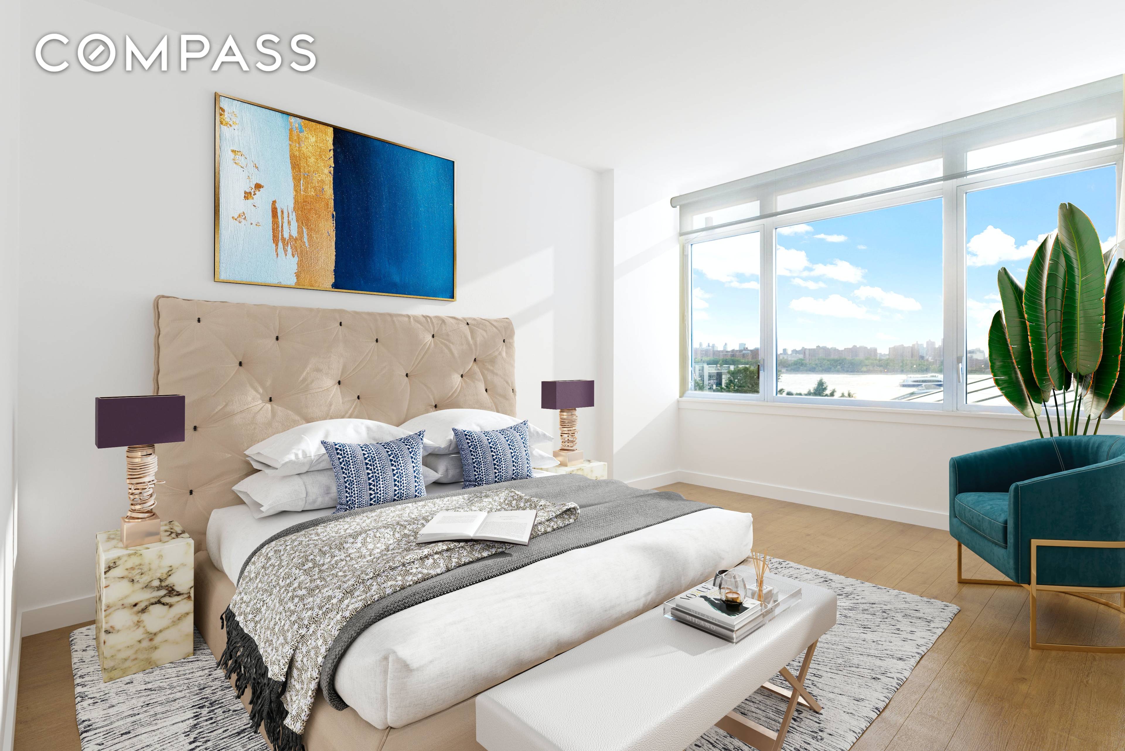 Williamsburg s Premier Condo The EDGE Large 2BD 2BA, with Direct and Protected Manhattan Skyline Views from Every Room, Open Chef's Kitchen with Stainless Steel Appliances, M W, D W, ...