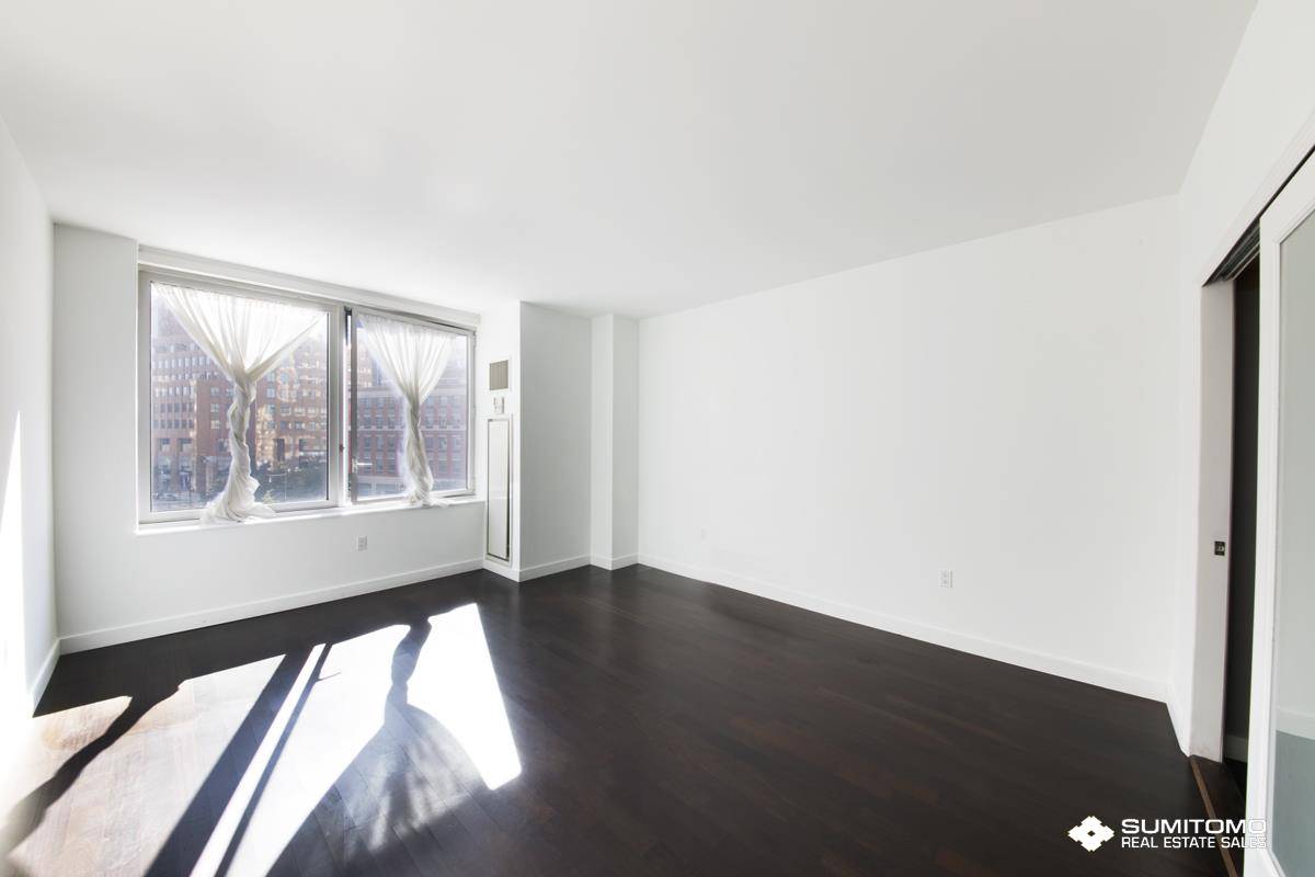 The spacious junior one bedroom with natural light through southern exposure.