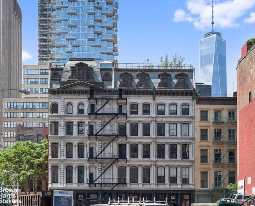 Located in the heart of Tribeca's historical district, this North facing, authentic open loft offers original architectural details such as wood beams, tin ceilings, hardwood flooring, and oversize windows.