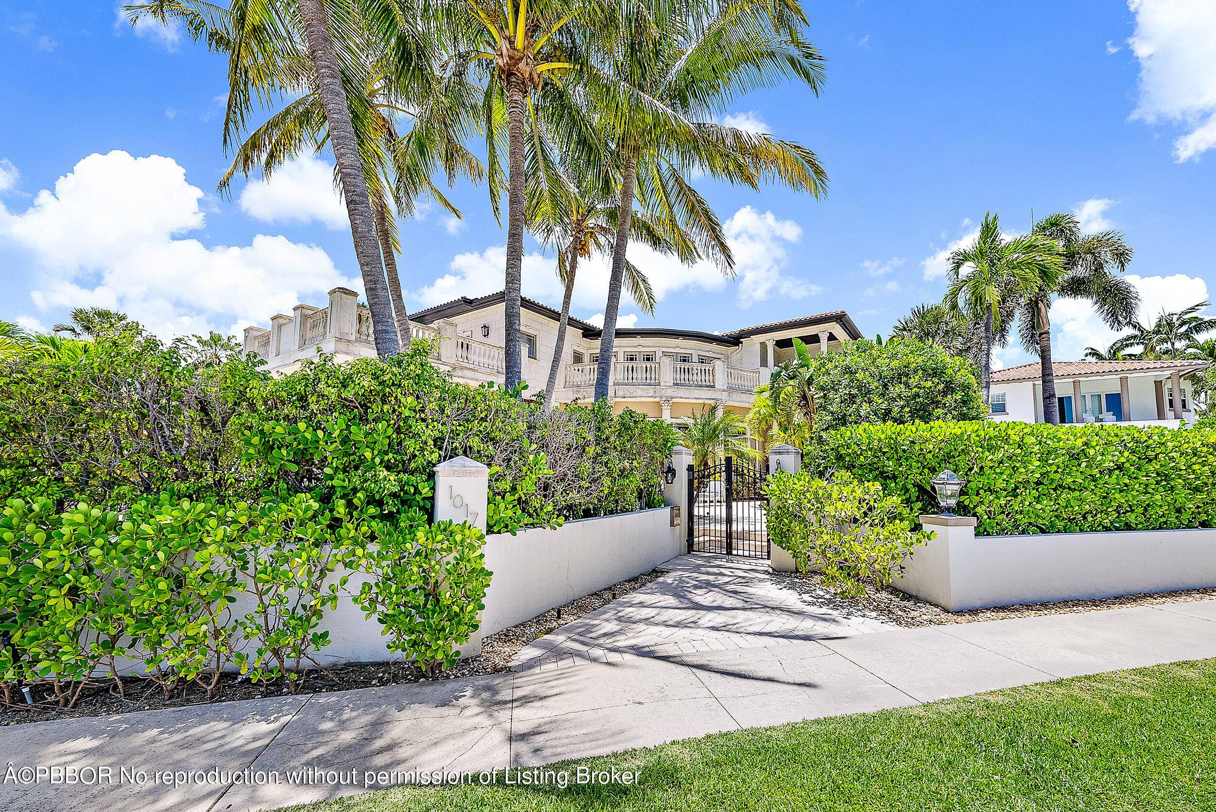 Waterfront Mediterranean home with fabulous water views of Palm Beach Island.