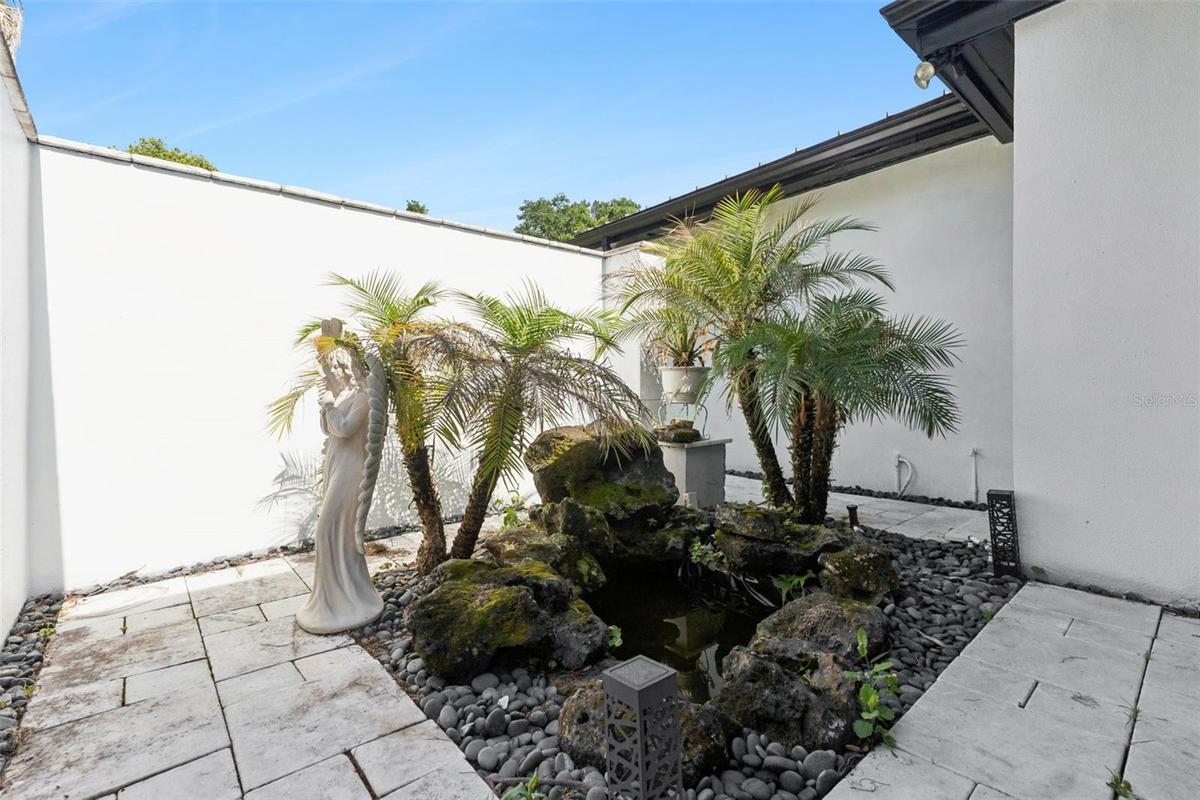 Private koi pond area