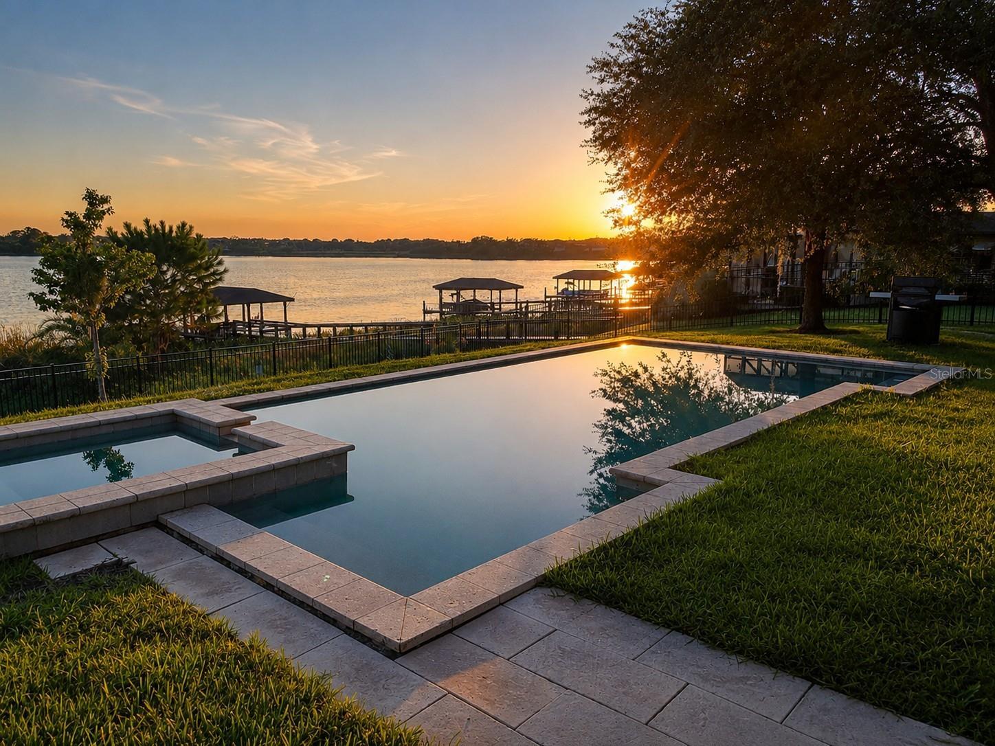 14048 Larkspur Lake Dr - Private pool and spa with sunset views over Huckleberry Lake.