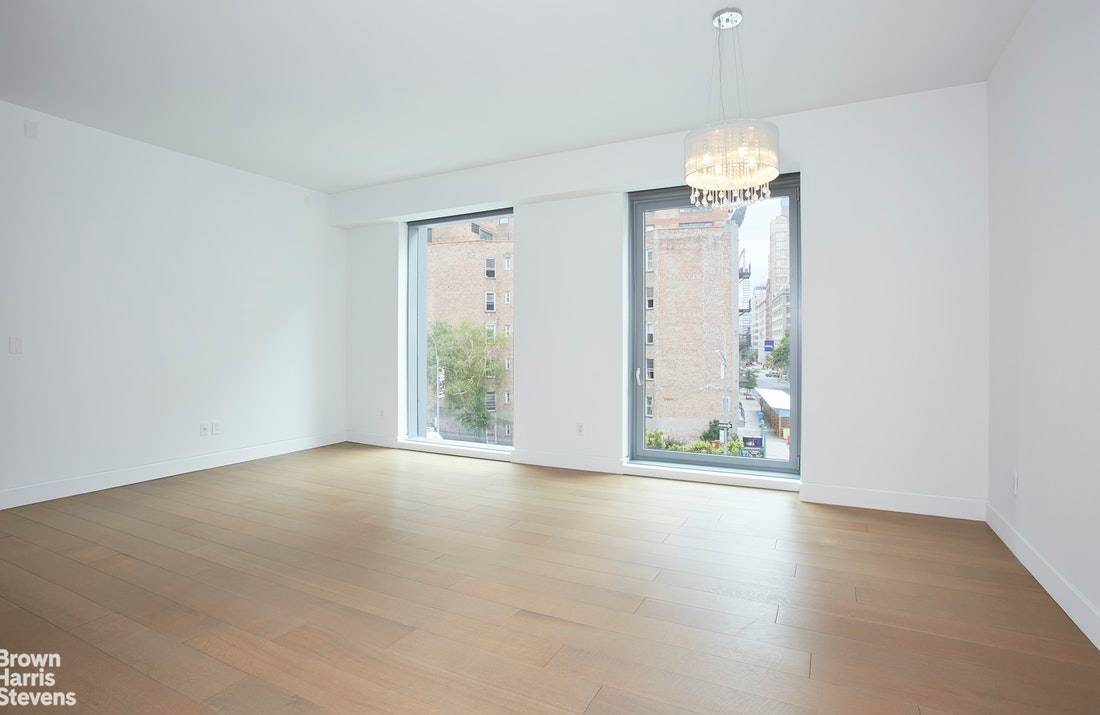 This inviting 836 SF 1 bedroom 1 bath apartment has a wonderful 20' wide Living dining room, large, dramatic, west facing windows and an open kitchen with bleached walnut and ...