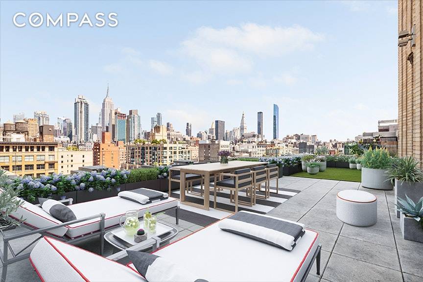 This spectacular home offers an unparalleled combination of indoor and outdoor space as well as sweeping views of the Manhattan skyline.