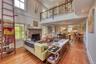living/ dining/ kitchen with cathedral ceiling and 2nd floor balcony