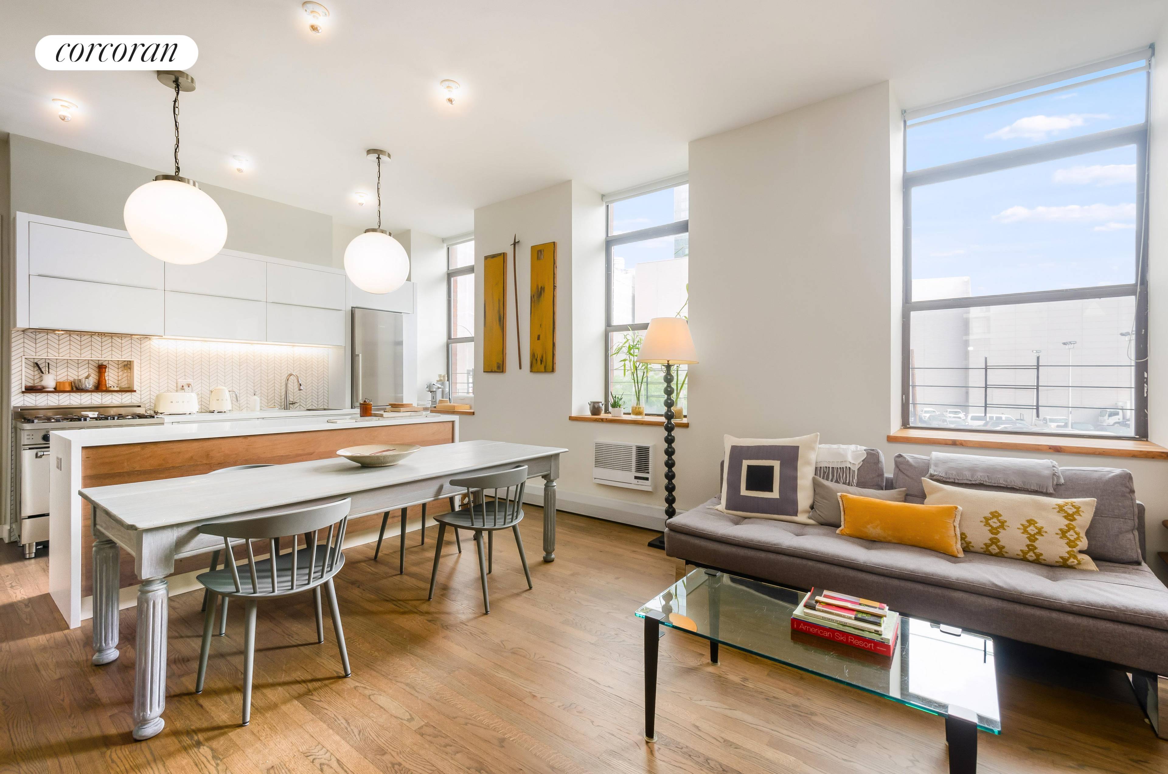 Rarely Available LOFT Opportunity Welcome to One Rockwell Place 2D, a thoughtfully restored 2bd 2bth condominium loft in historic Fort Greene.