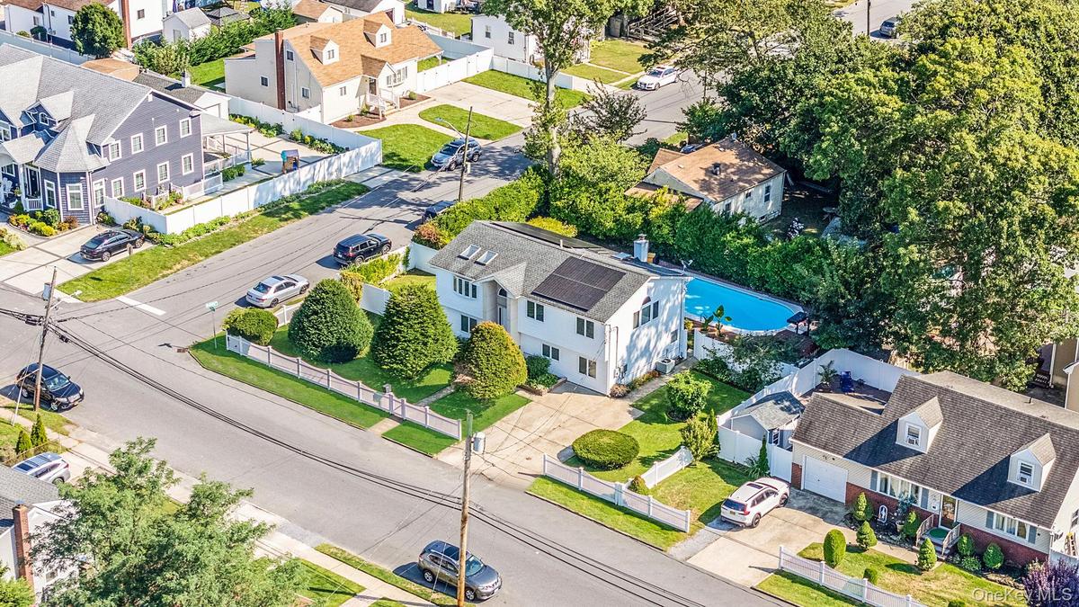 Aerial perspective of suburban area
