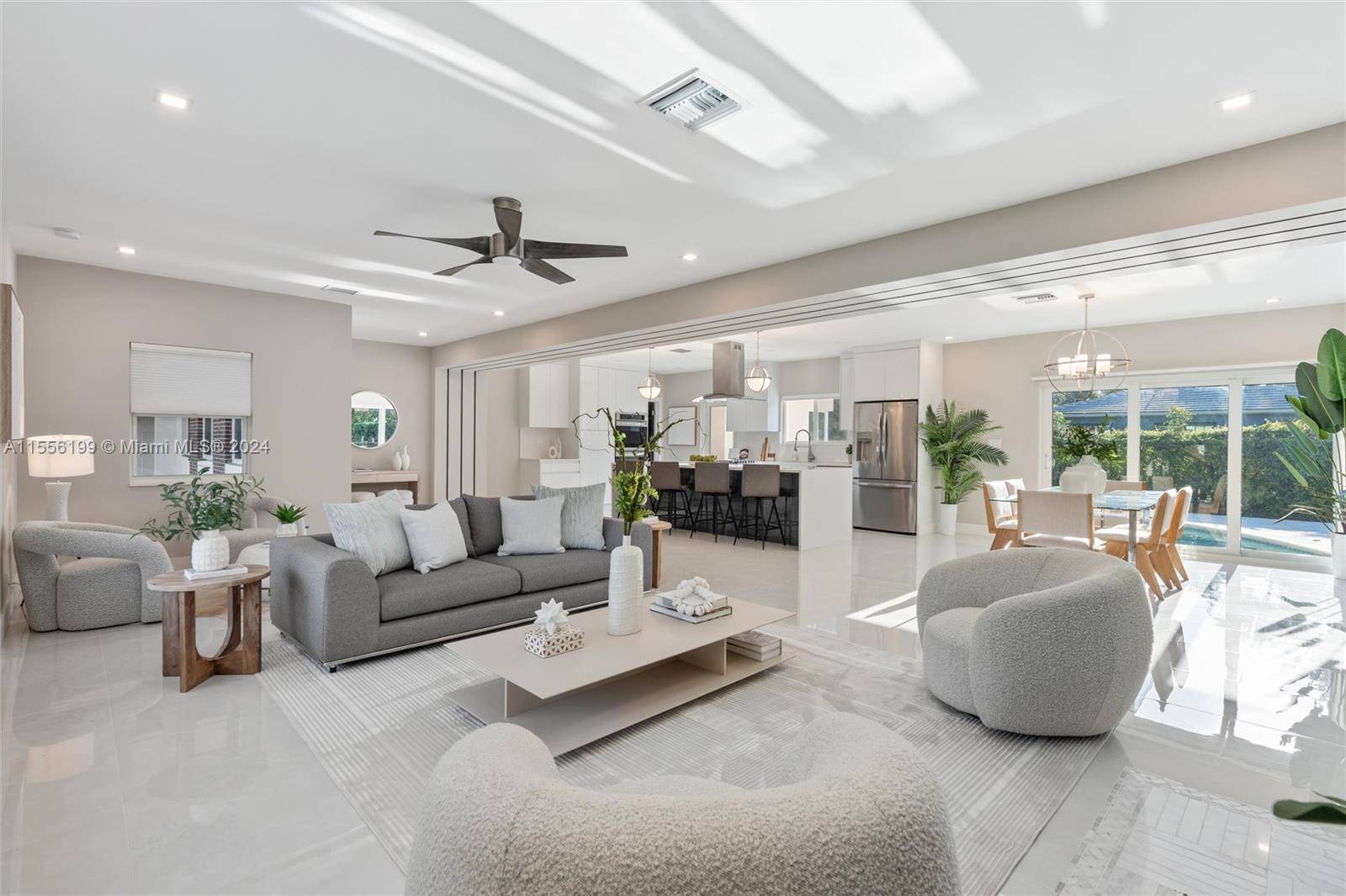 Elegant Miami Shore s renovated estate home on an oversized corner lot with gas generator.