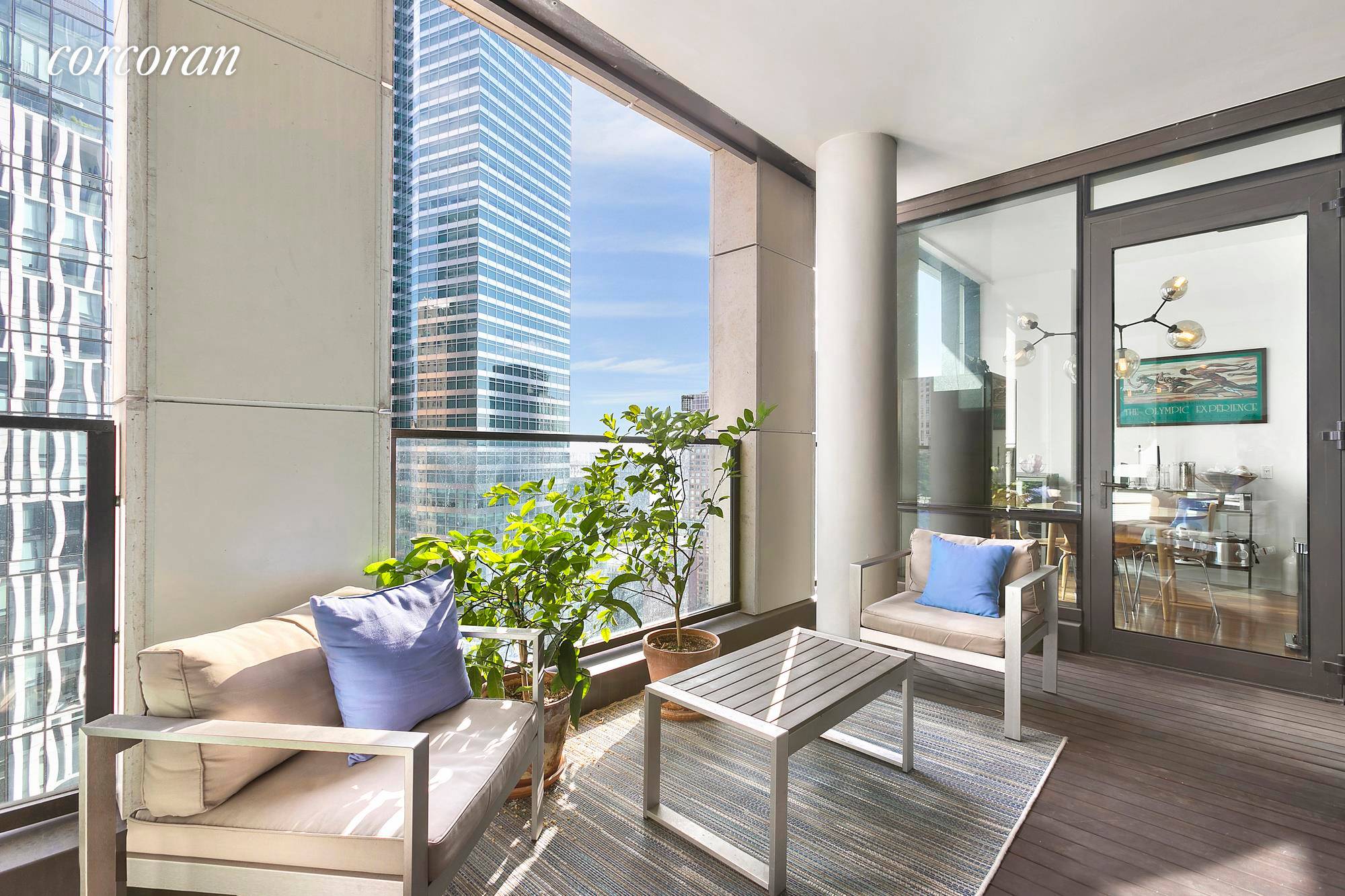 Bask in glorious views and refined interiors in this expansive two bedroom, two and a half bathroom showplace with private outdoor space in Tribeca's most sought after luxury condominium.