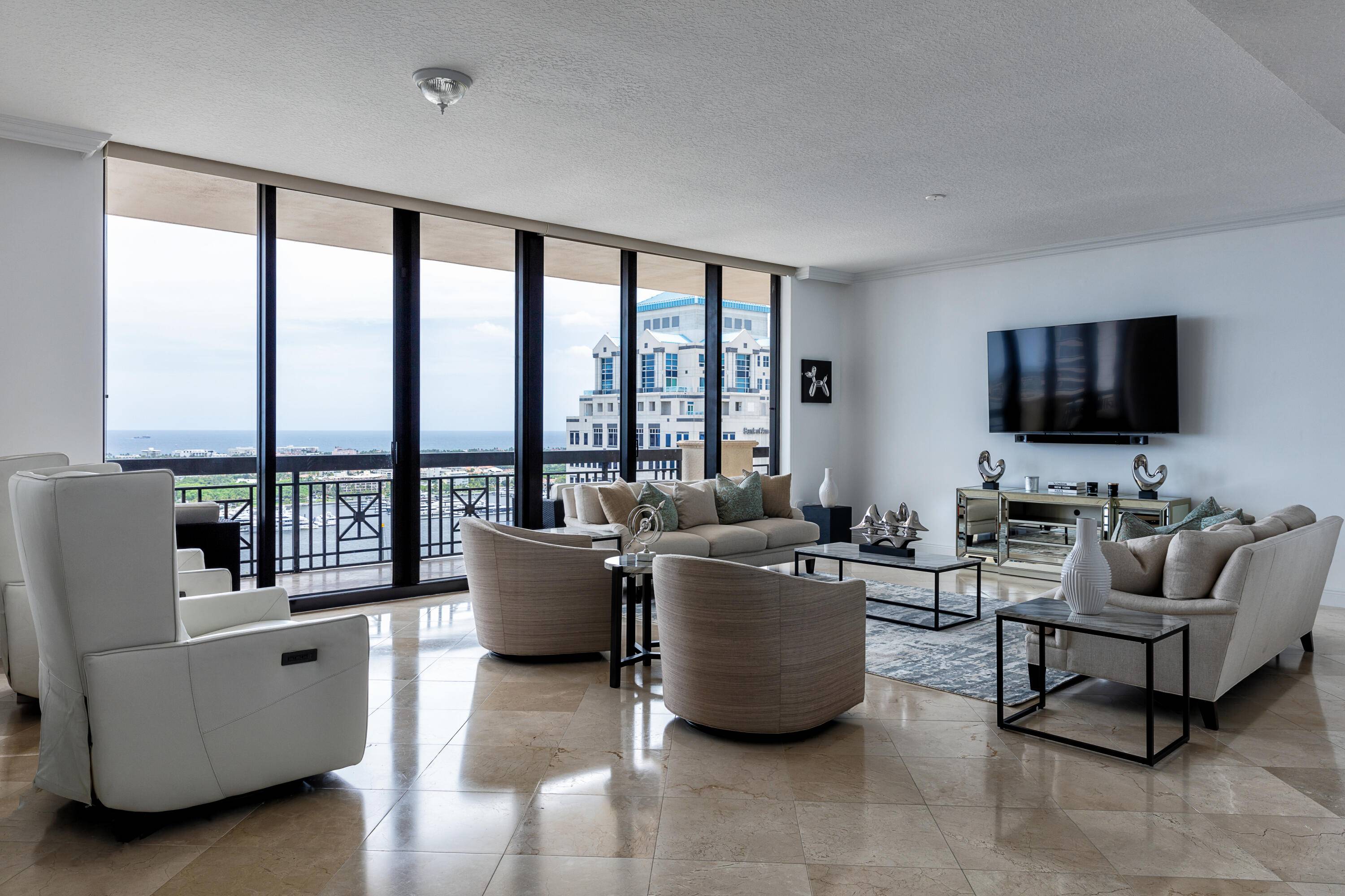 Available for seasonal rental, you'll experience spectacular Intracoastal and ocean views with direct balcony access from each of the unit's major spaces for direct views of Palm Beach Island.