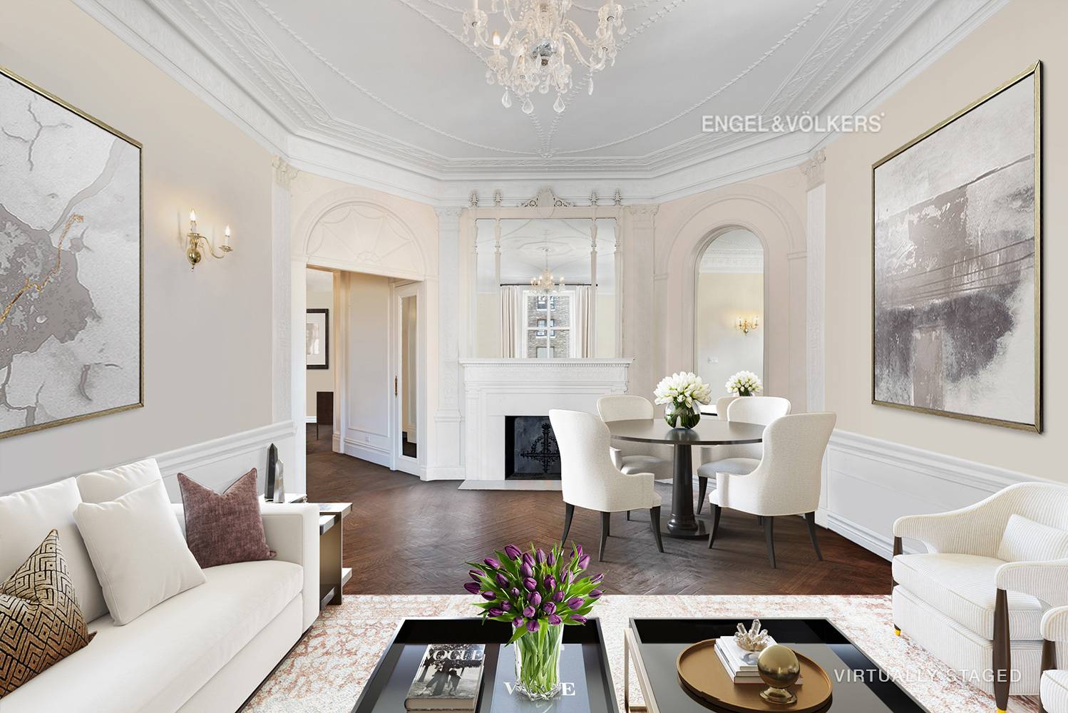 Enjoy Old World grandeur in this rarely available corner, two bedroom, two bath residence in New York s storied Apthorp Condominium.