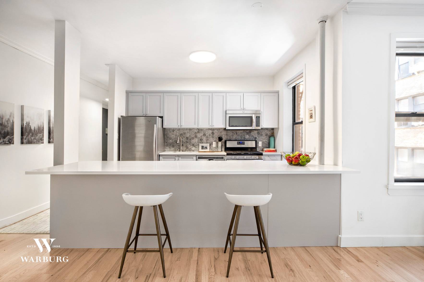 Available for an 15 month lease term Welcome home to this beautiful, two bedroom, one bathroom home available in the Crillon Court, a pre war, doorman condominium in the Audubon ...
