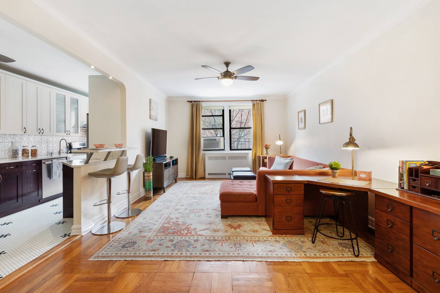 This oversized, pre war, 2 bedroom, 2 bath apartment has it all an expansive entry foyer with original built in curio and room for an office or dining nook ; ...
