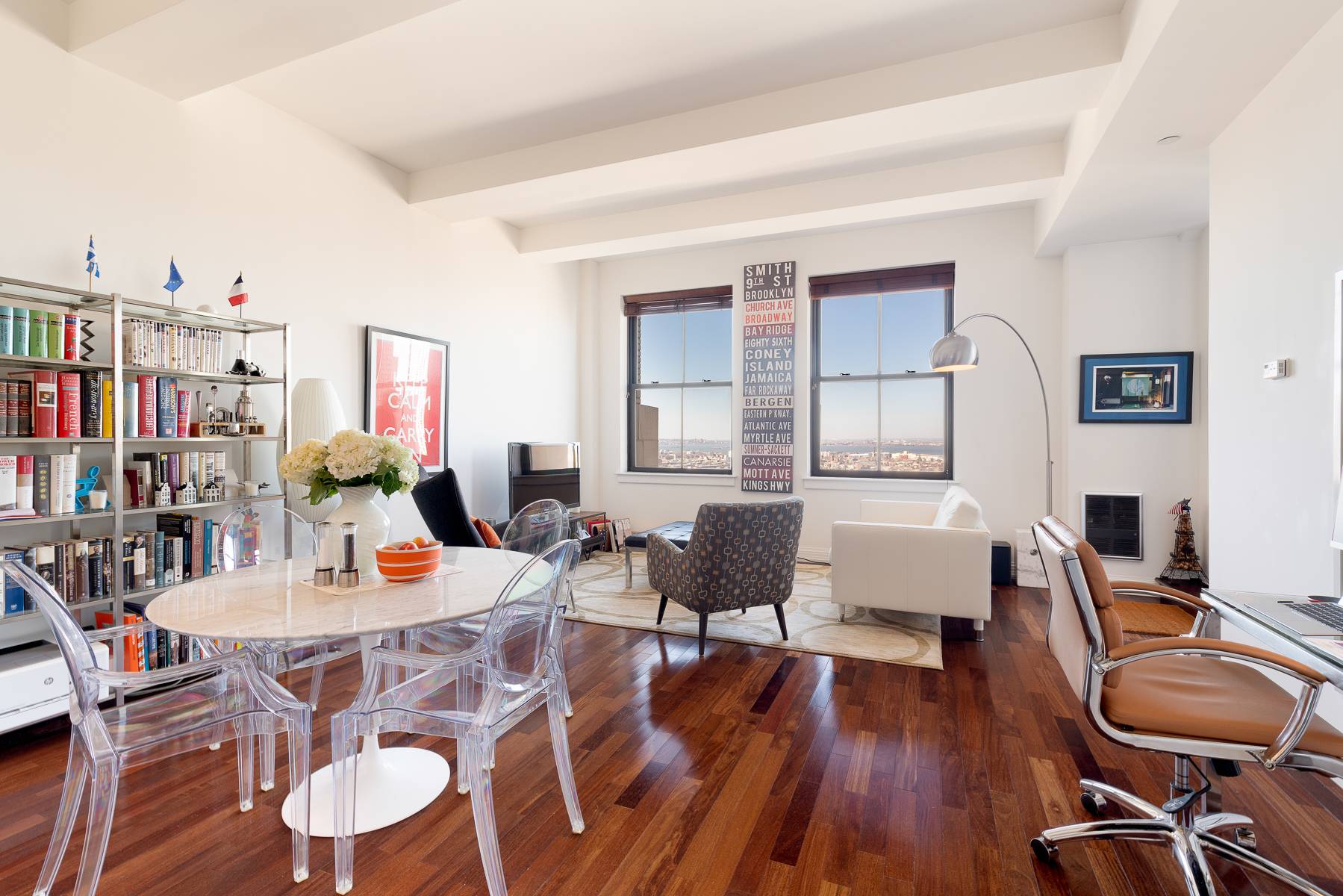 A high floor, tastefully designed, sunny one bedroom with a private terrace is available in one of the most iconic landmark buildings in New York One Hanson Place.