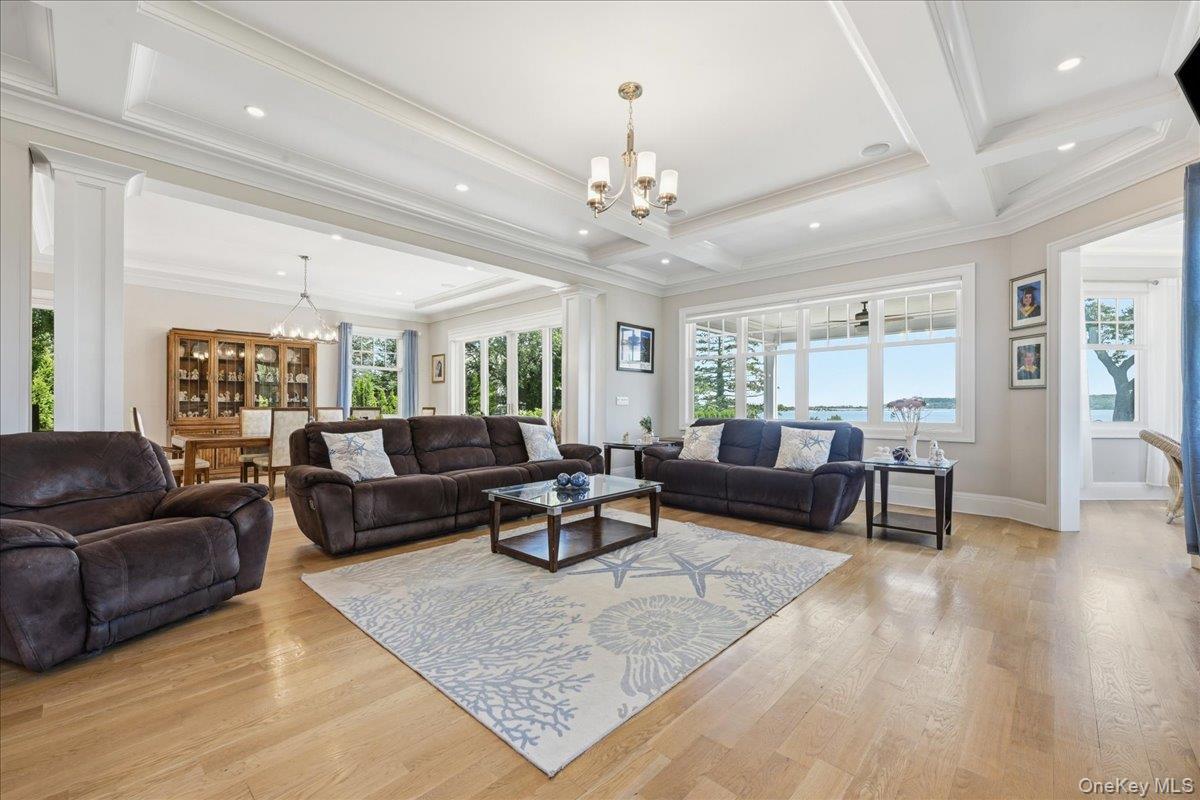 Spacious Den With Coffered Ceilings