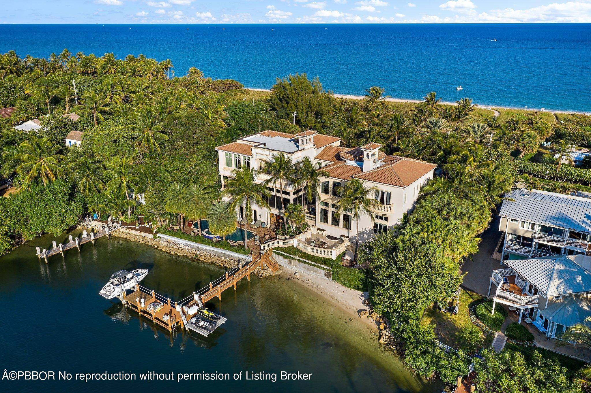 Remarkable ocean to intracoastal estate home in Manalapan is available for June thru August 2021.