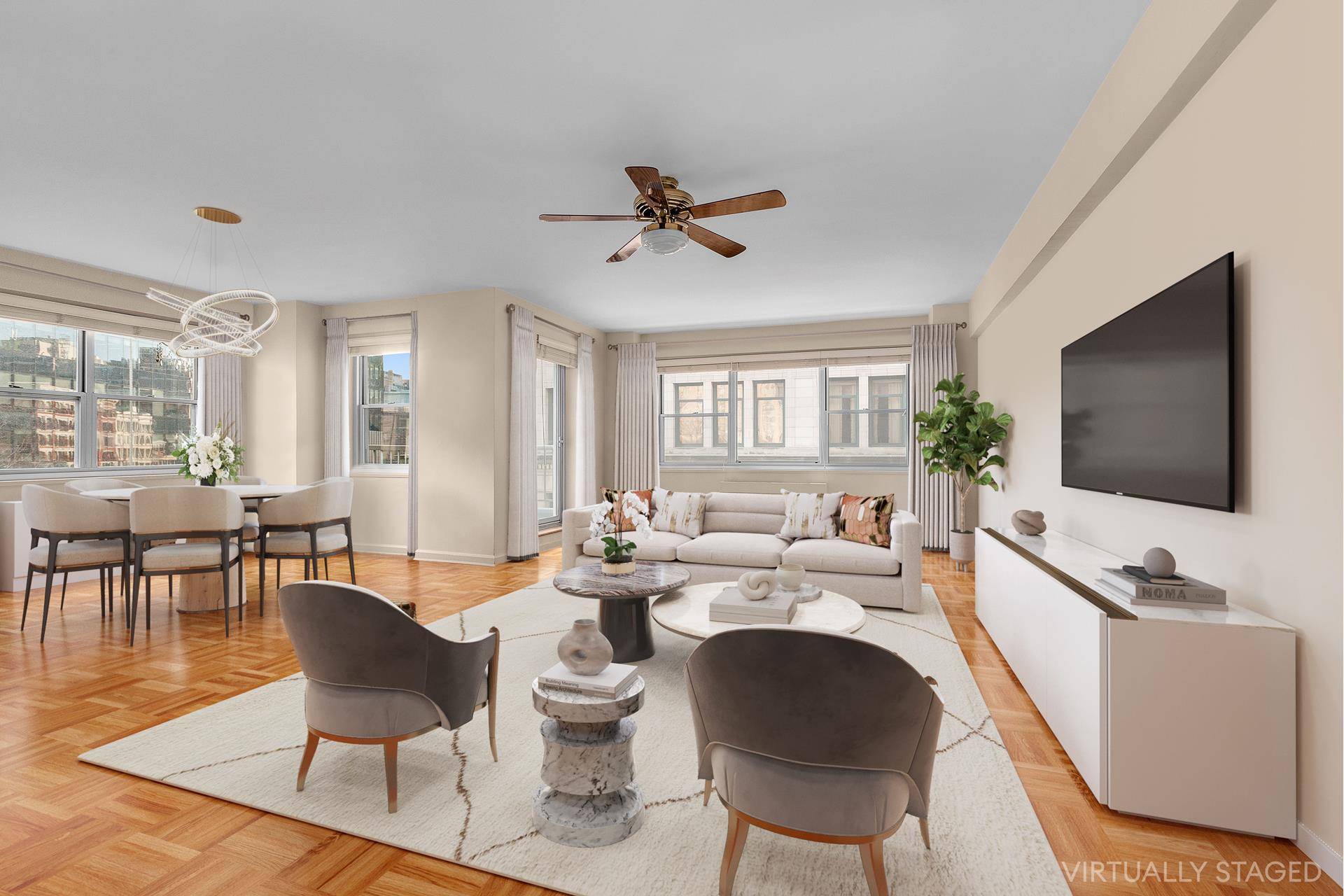 Rare to the market is this exceptional, coveted B line apartment at The Stewart House cooperative in prime Greenwich Village !