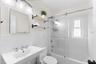 Second/Hall Bathroom with hexagon tile floors