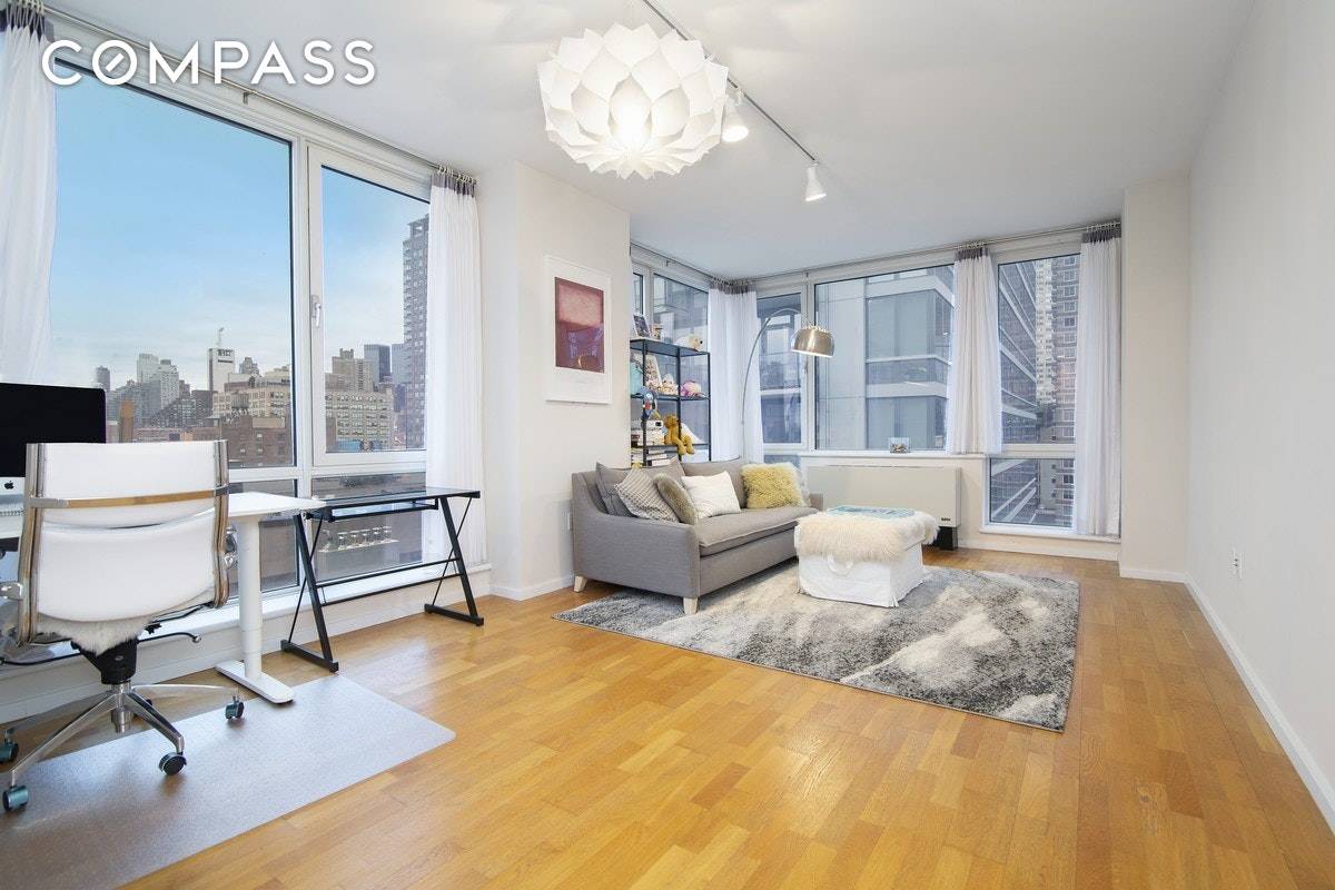 NO FEE, JUST LISTED ! Mint condition 1 bedroom corner apartment situated in the fully amenitized Atelier building on 42nd street and 12th avenue.