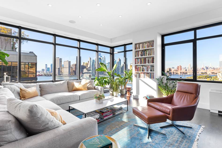 Come see the absolutely stunning panoramic views over the East River to Manhattan and the Brooklyn Bridge in this designer chic, perfectly appointed four bedroom, three and a half bath ...