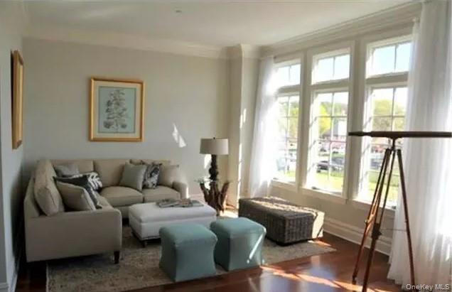 Entry hall with powder room opens up to generous living room... over sized windows make it light & bright...