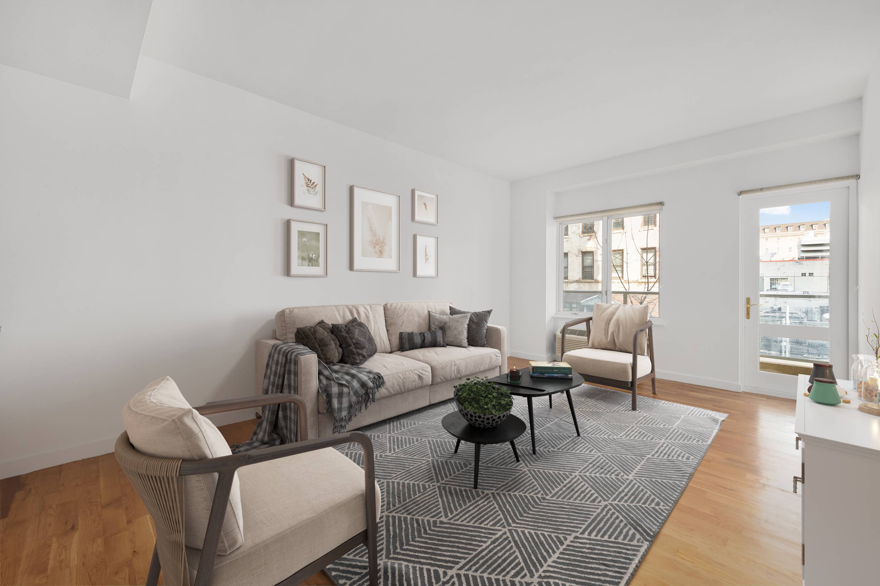 Renovated and well proportioned one bedroom home with a private balcony at Aurora Condominiums in East Harlem.