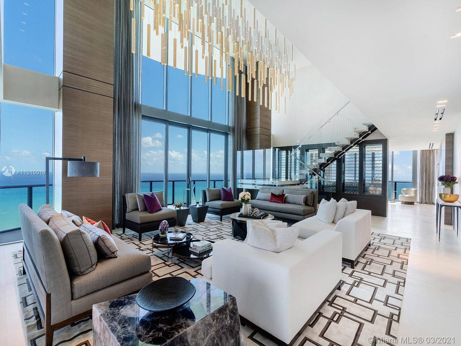 The Penthouse at Regalia Sunny Isles Beach, which spans three floors at a sweeping 16, 805 square feet, feels like a private house in the sky, with all the services ...
