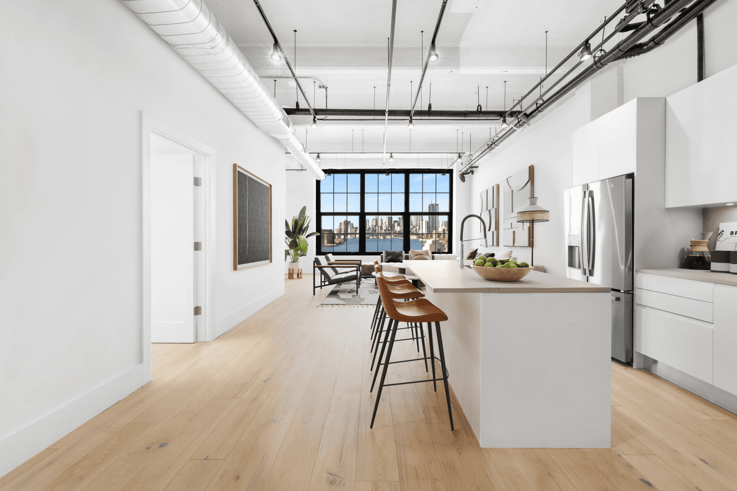 Experience a luxurious rental lifestyle in one of the city's most desirable waterfront neighborhoods in this impeccably crafted 2 bedroom, 2 bathroom corner apartment at Williamsburg Lofts.