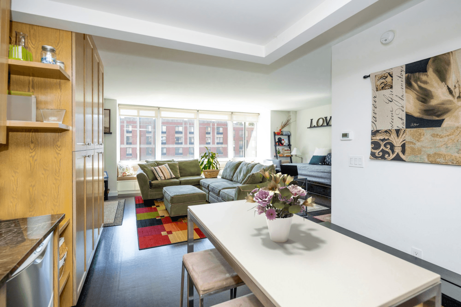 Welcome Home to this very large and bright south facing apartment with Hudson River views.