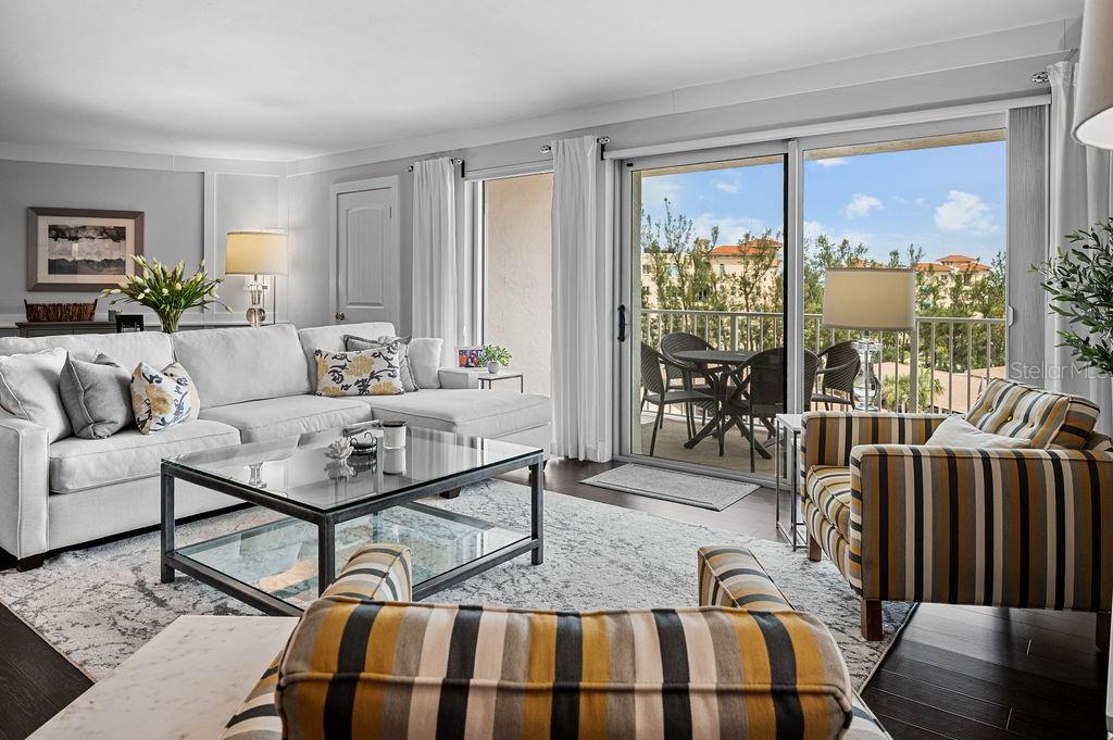 The large terrace just outside the living area provides ample space to dine and relax.