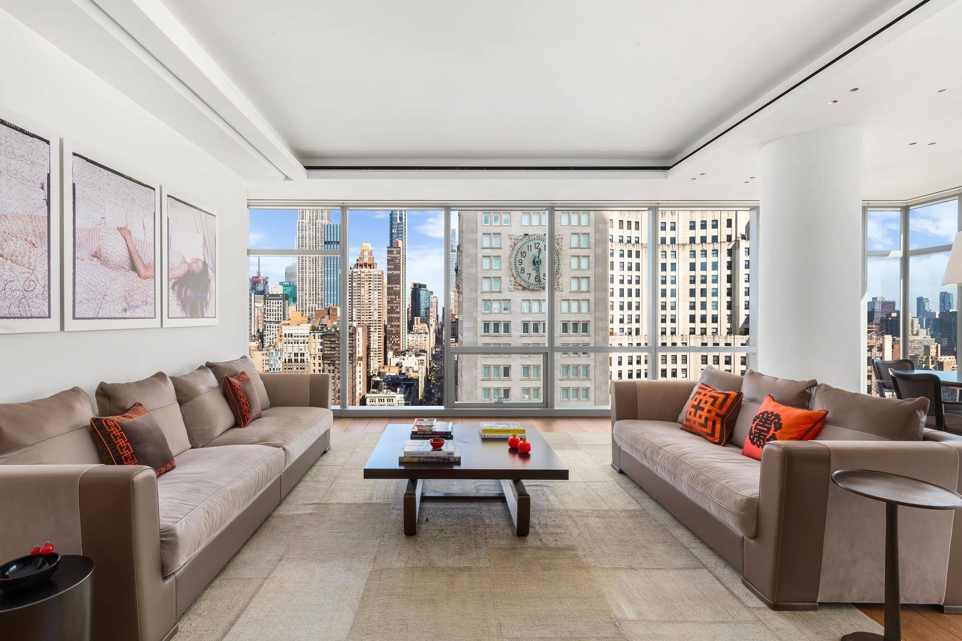 Located high above Madison Square Park with one of the most dramatic and sought after panoramic views of the New York City skyline, Madison Square Park and beyond.