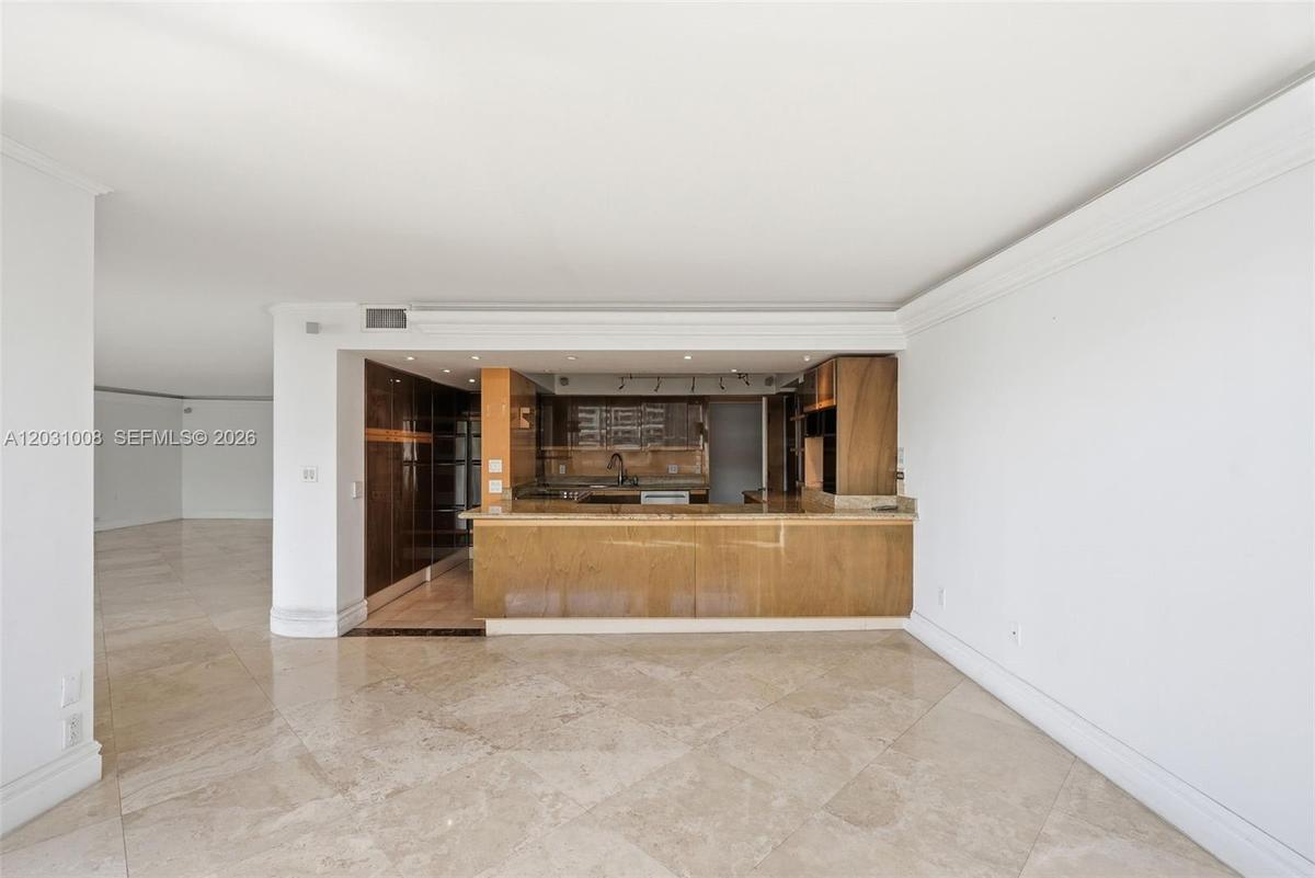 Living room, dining room and kitchen