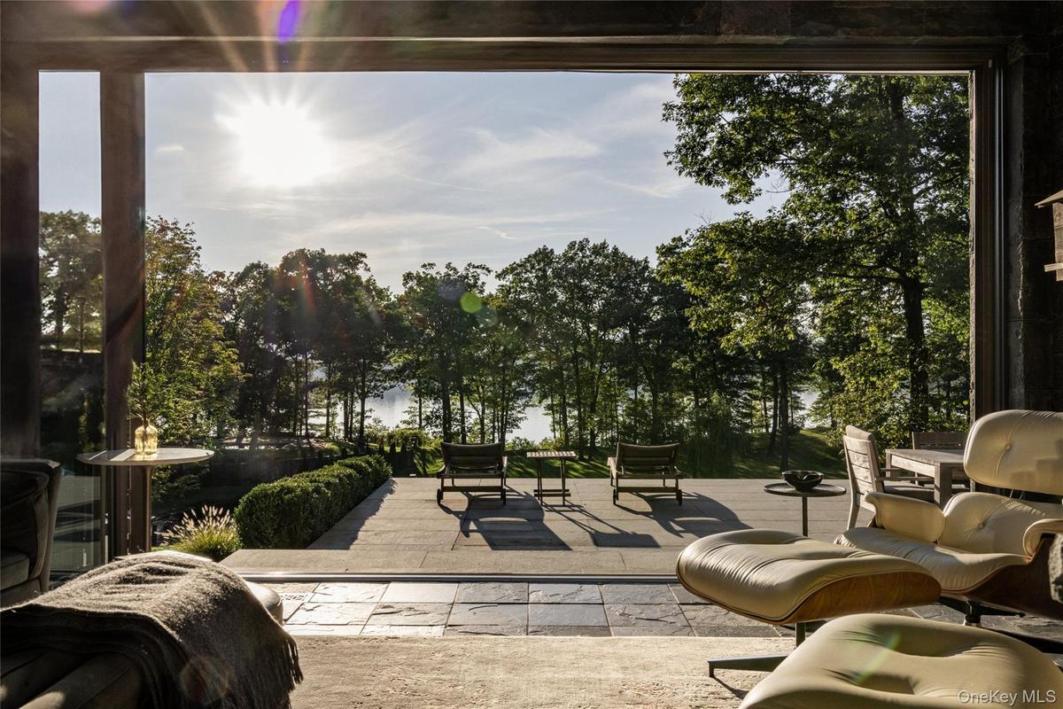 a patio area and view