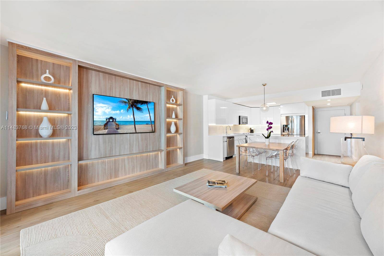 Inspired by a sophisticated beach retreat, this stunning 1 bed 1 bath with 900 SF was meticulously designed with customized cabinetry, built ins, natural wood accents, an open kitchen with ...