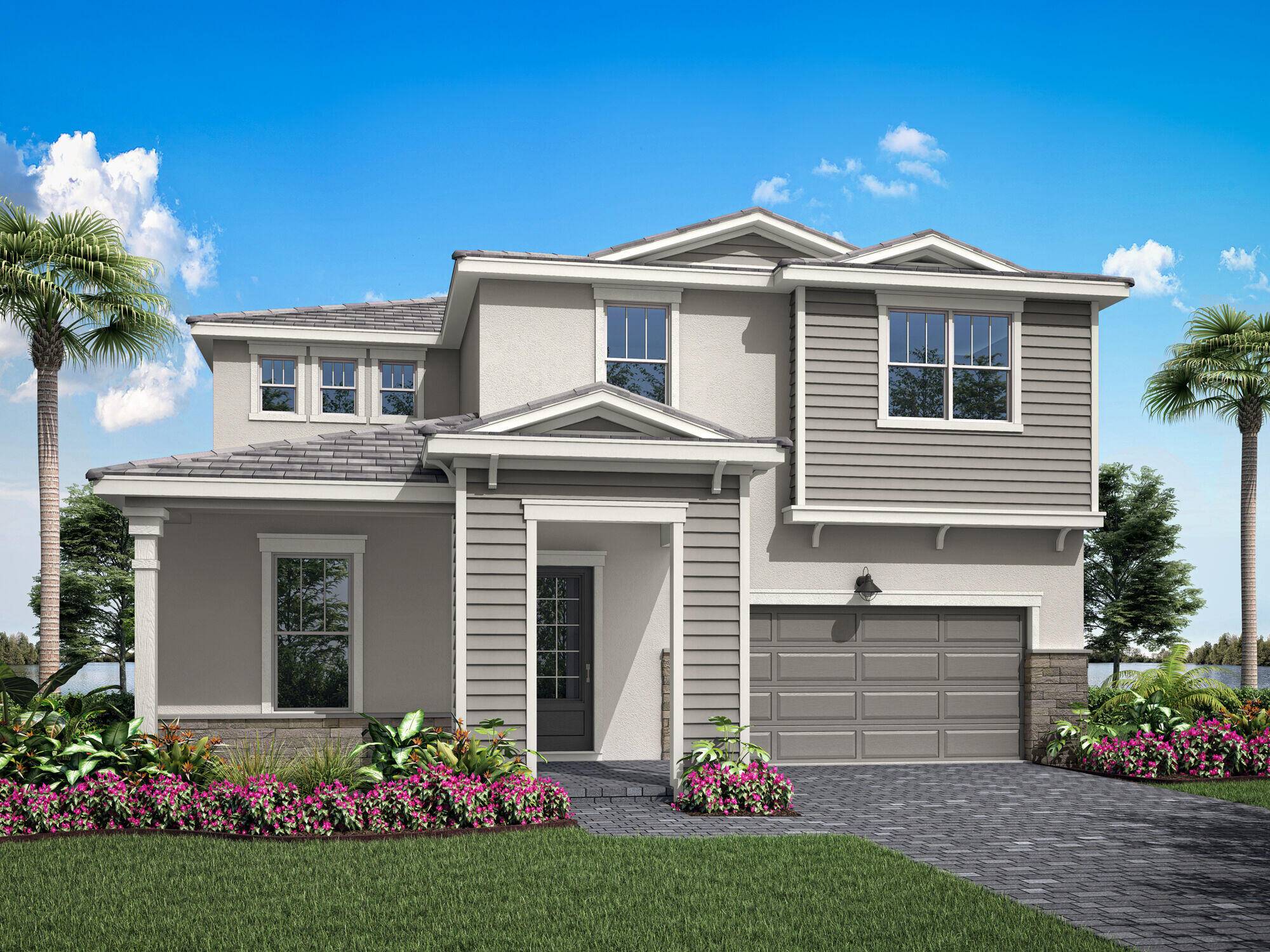 This 2, 585 sq. ft. Eau floorplan is 2 story home that offers 4 bedrooms, 3 baths and a 2 car garage.
