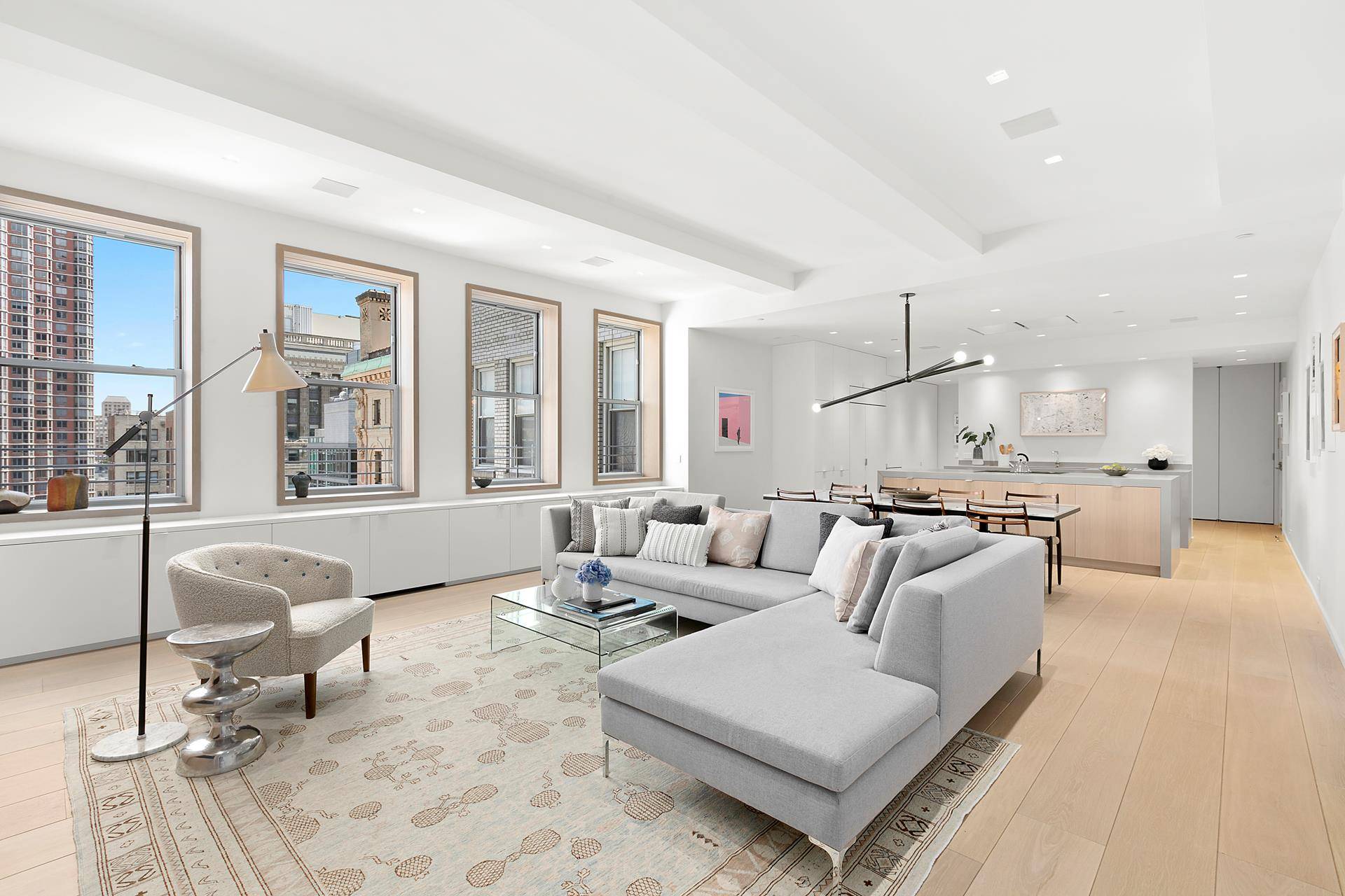 Museum quality renovation of this magnificent high floor three bedroom with wide open views, private laundry and twenty four hour doorman in the heart of Tribeca was just completed.