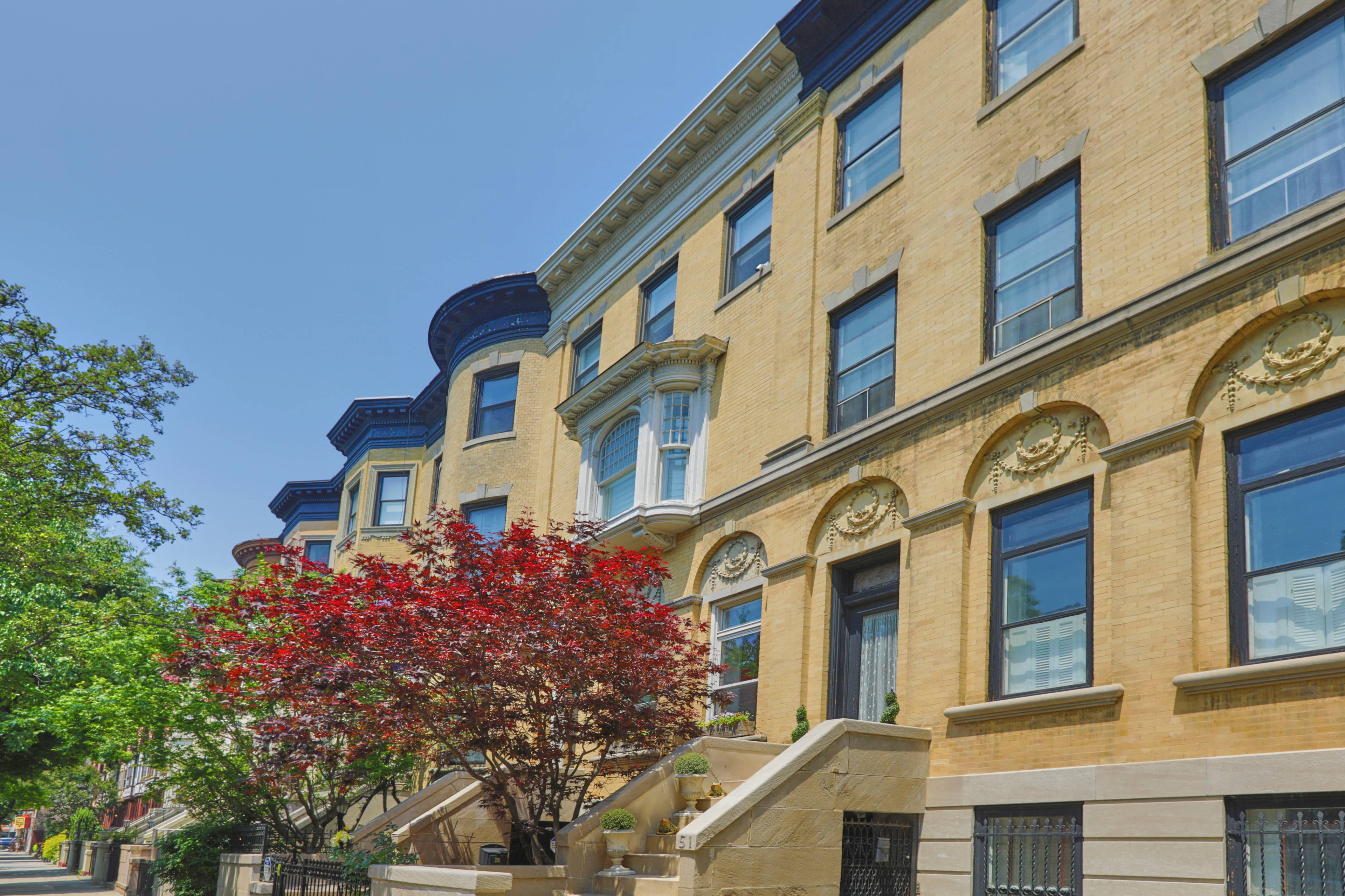 This beautiful four story Lefferts Manor limestone landmark townhouse is part of the Brooklyn historic district.