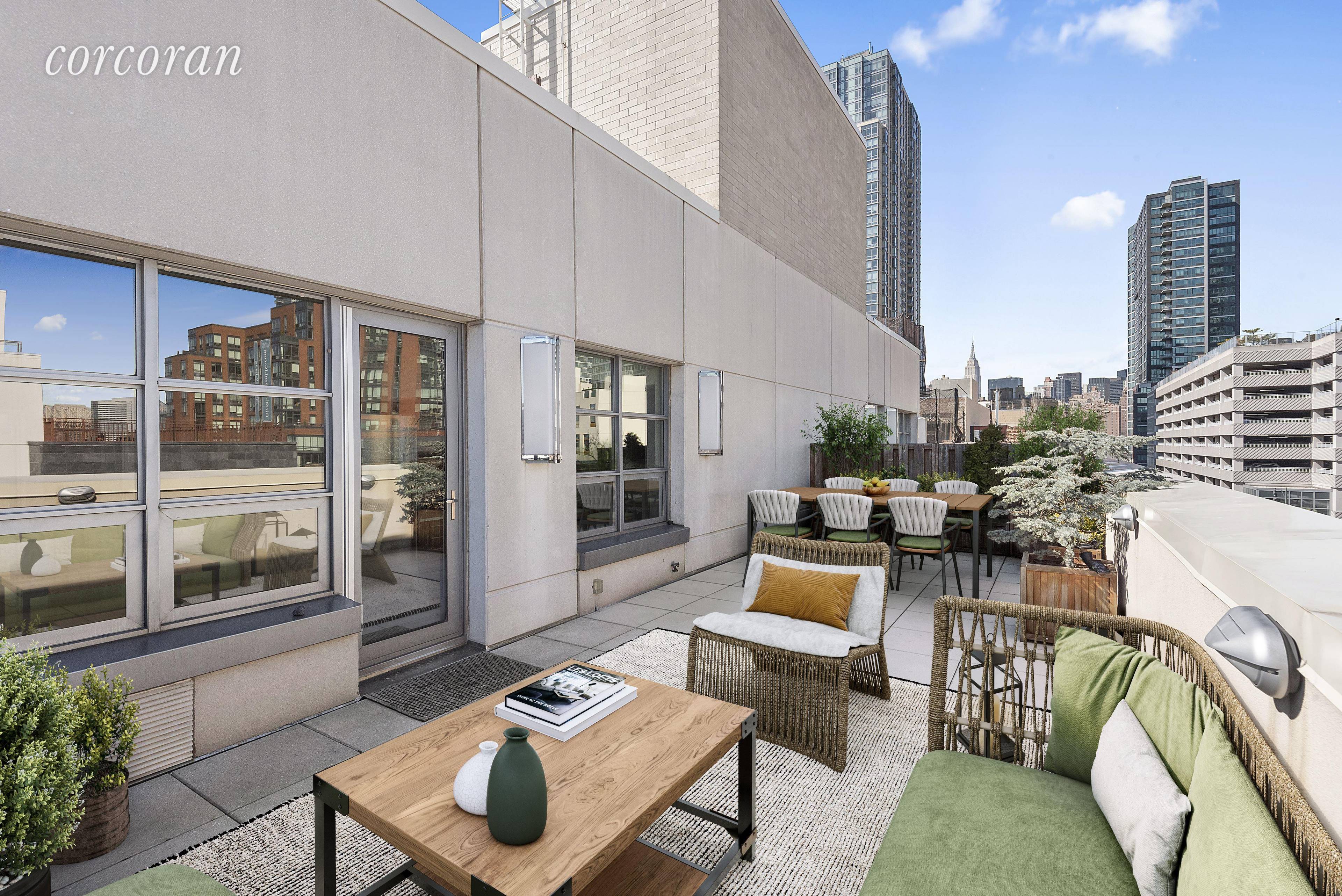 Amazing 2 bedroom 2 bath with incredible 500 sf private deck offering open views on the Ed Koch Bridge, Empire State Building and long Island City skyline.