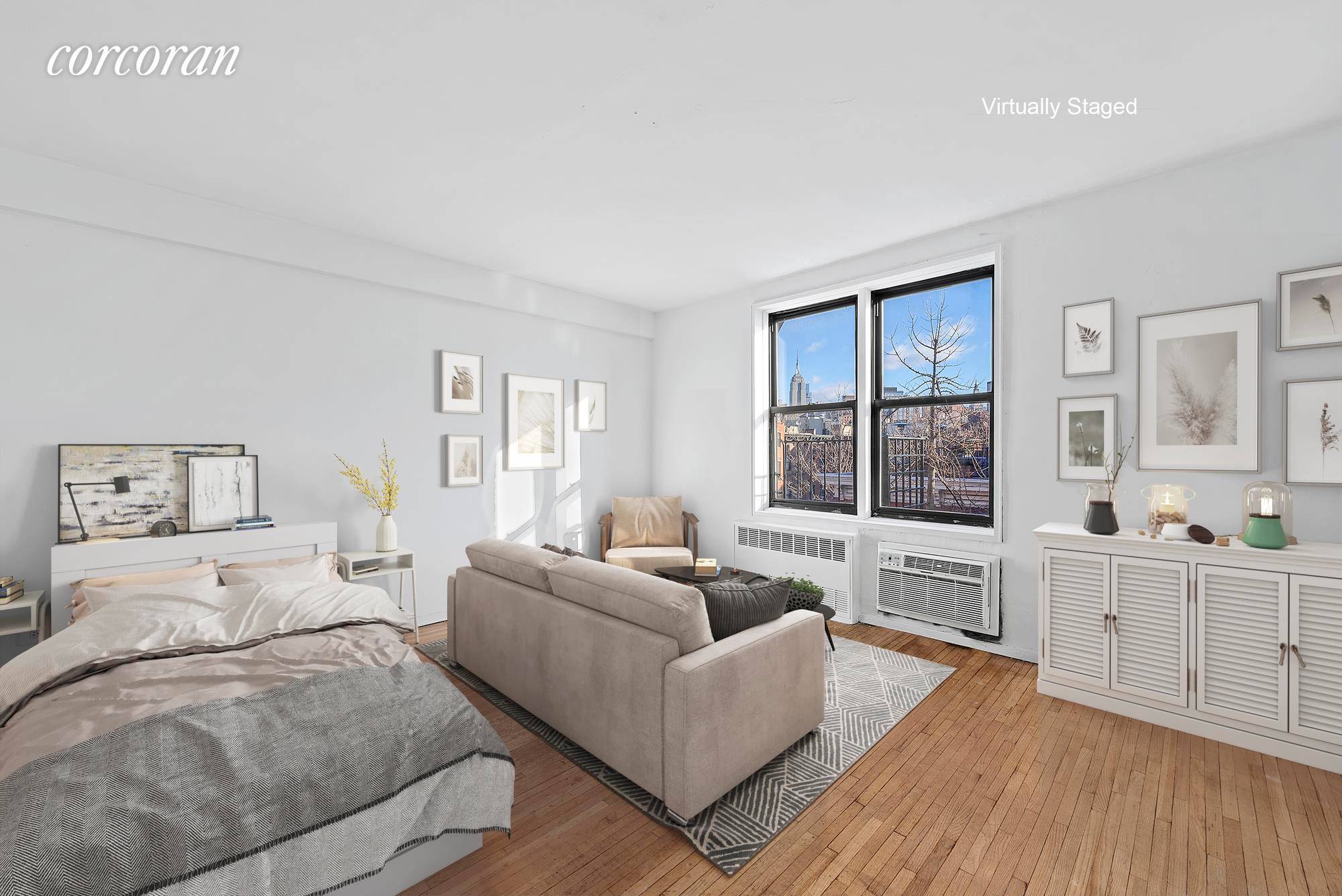 Absorb the astounding Empire State Building views from this bright and cheery West Village studio at 350 Bleecker located at the iconic corner of Charles Street and Bleecker Street.